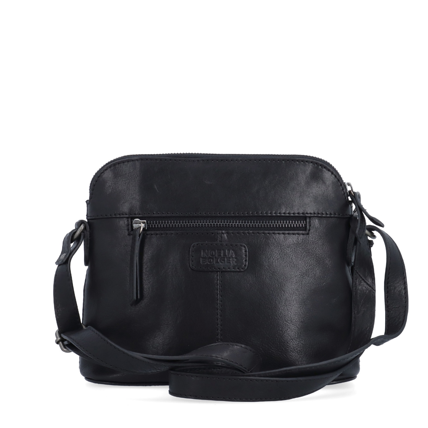 Kožená crossbody kabelka s kapsou a přívěskem Noelia Bolger materiál kůže zapínání na zip barva černá velikost malá NB 3105 C Zezadu