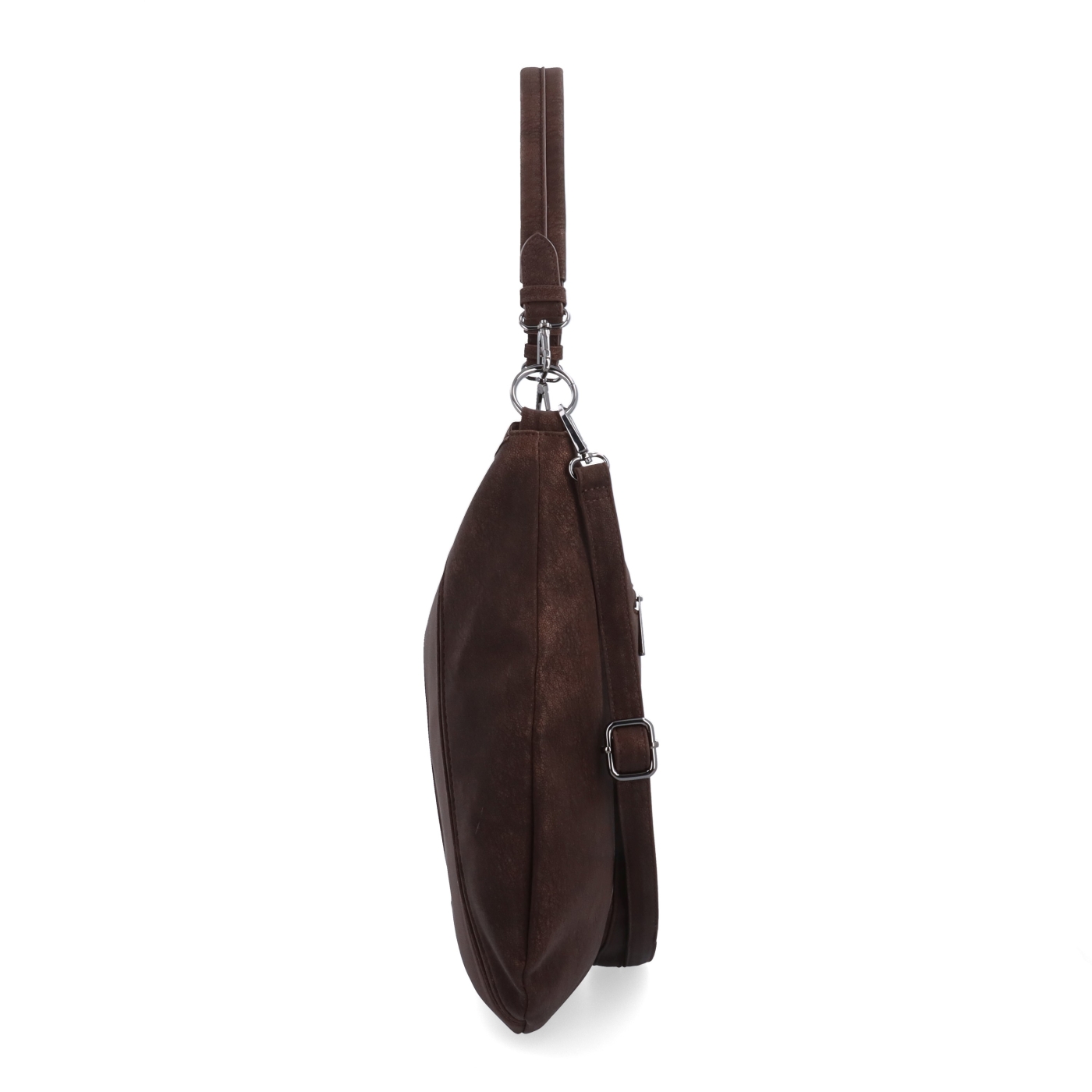 Praktická kabelka přes rameno i crossbody s prošitím Carmelo materiál syntetická kůže zapínání na zip barva hnědá velikost střední 4656 H Z boku