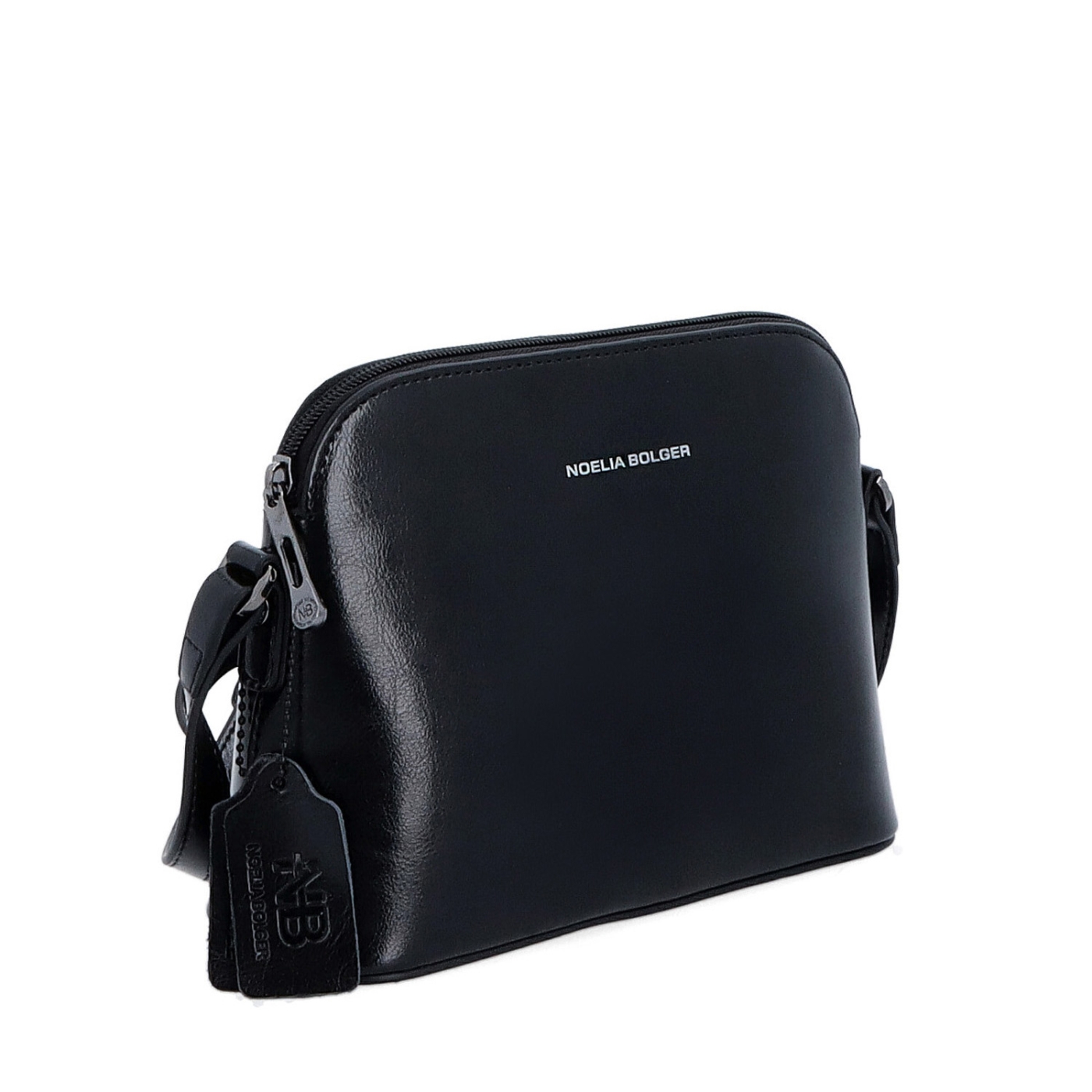 Luxusní malá kožená crossbody kabelka Noelia Bolger materiál kůže zapínání na zip barva černá velikost malá NB 0080 C