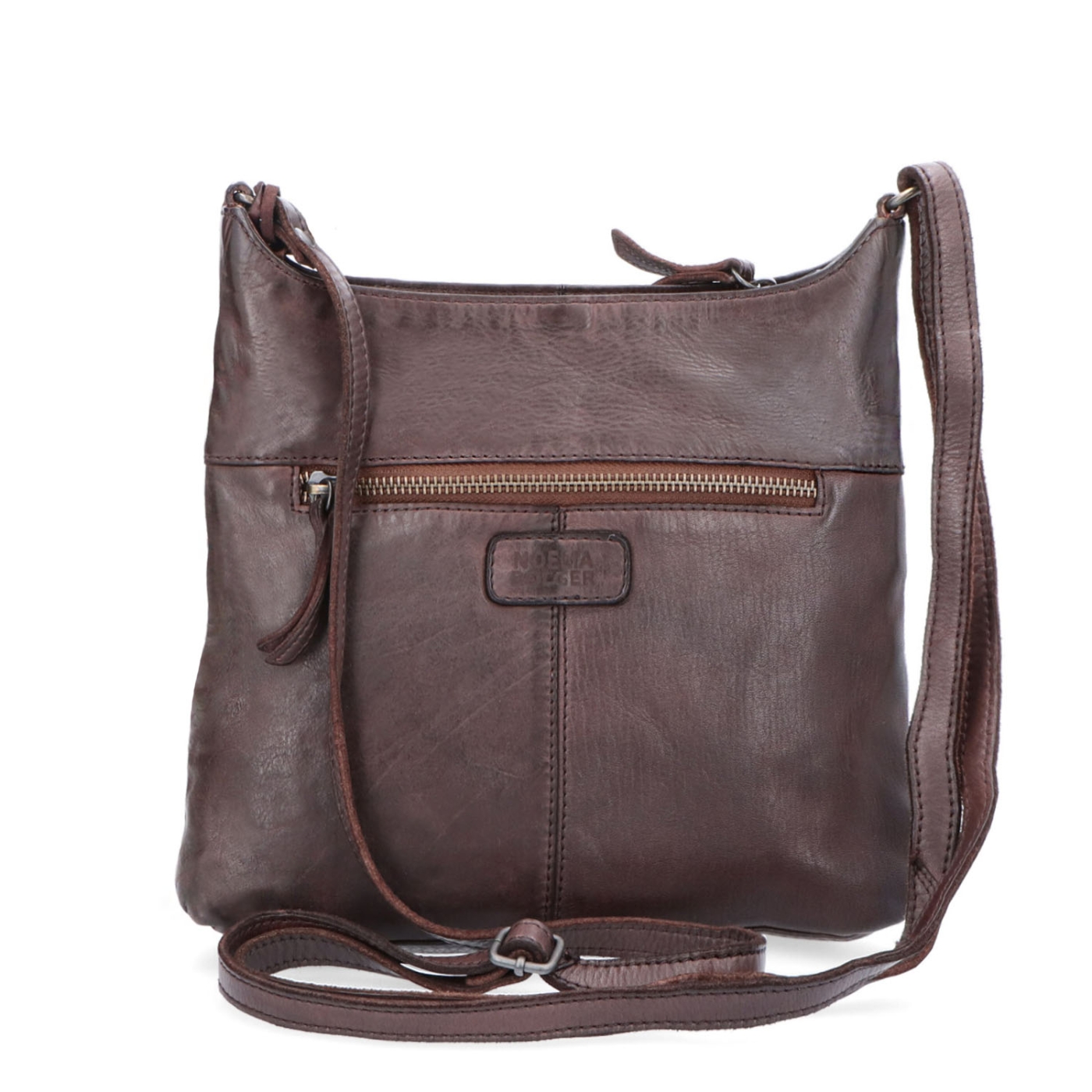 Kožená crossbody kabelka pro každý den Noelia Bolger materiál kůže zapínání na zip barva hnědá velikost malá NB 2404 H Zezadu
