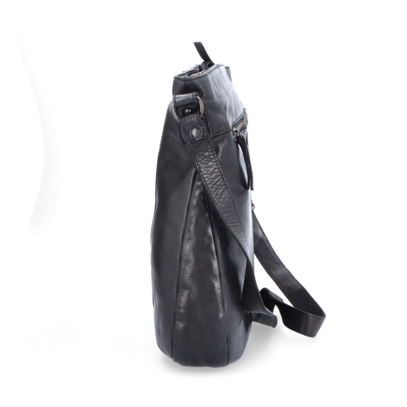 Kožená crossbody kabelka s prošíváním Noelia Bolger materiál kůže zapínání na zip barva černá velikost střední NB 2002 C Z boku
