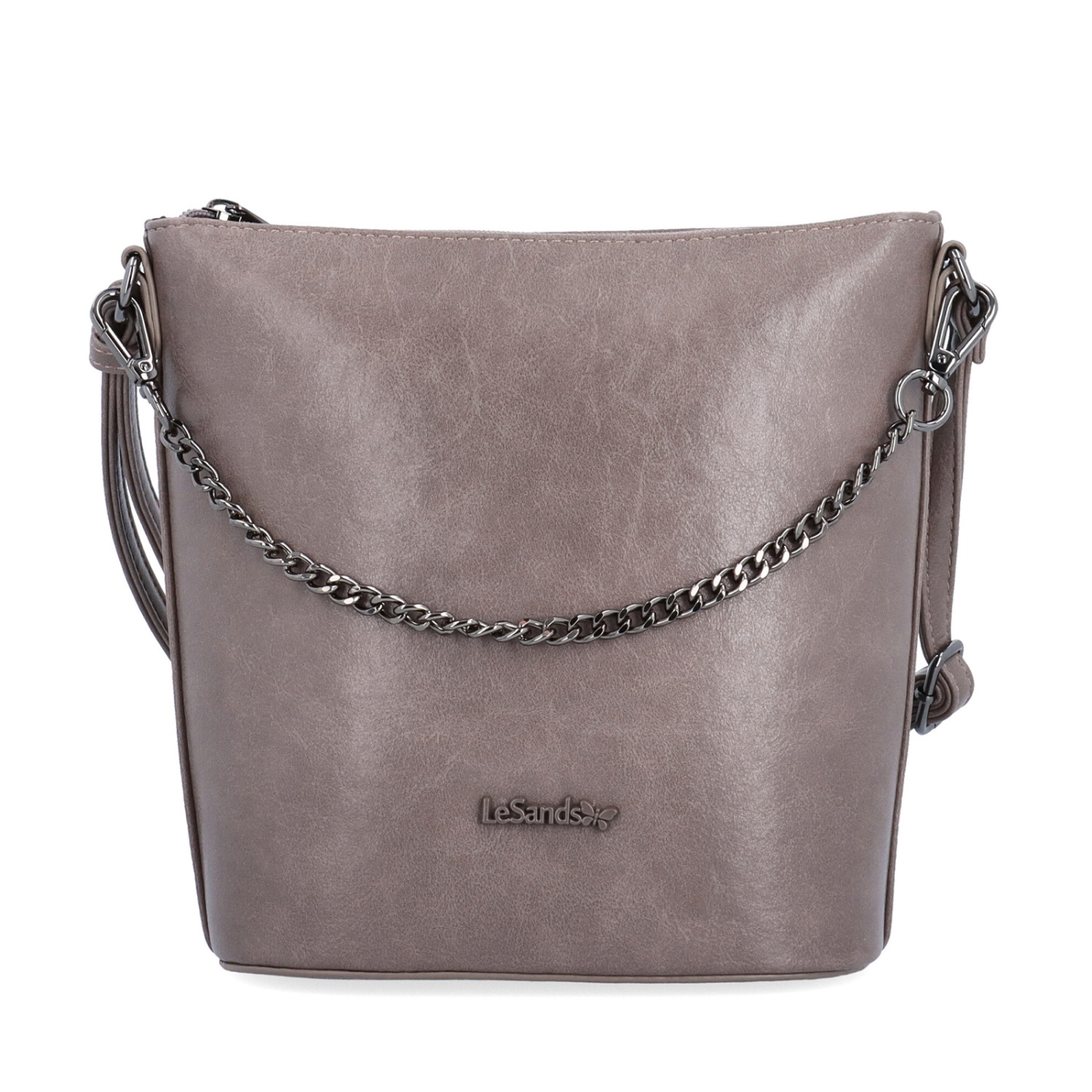 Elegantní crossbody kabelka s řetízkem Le Sands materiál syntetická kůže zapínání na zip barva taupe velikost malá 7722 T Zepředu