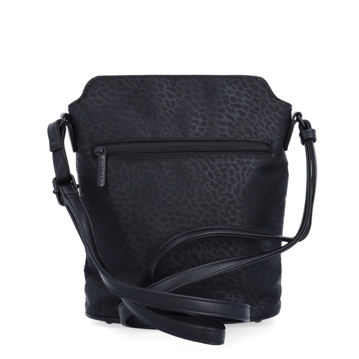 Praktická crossbody kabelka s extra kapsou Carmelo materiál nylon zapínání na zip barva černá velikost malá 6607 C LE Zezadu
