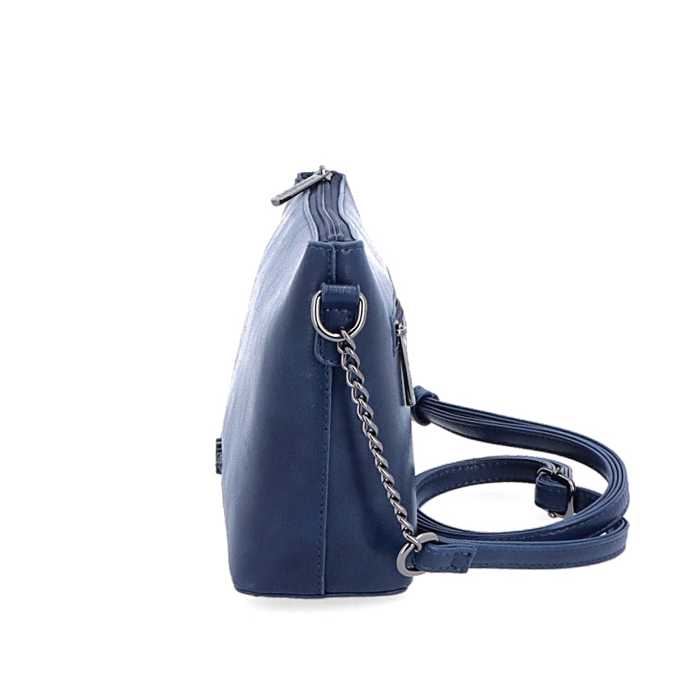 Společenská crossbody kabelka s řetízkem Le Sands materiál syntetická kůže zapínání na zip barva modrá velikost malá 7708 TM Z boku