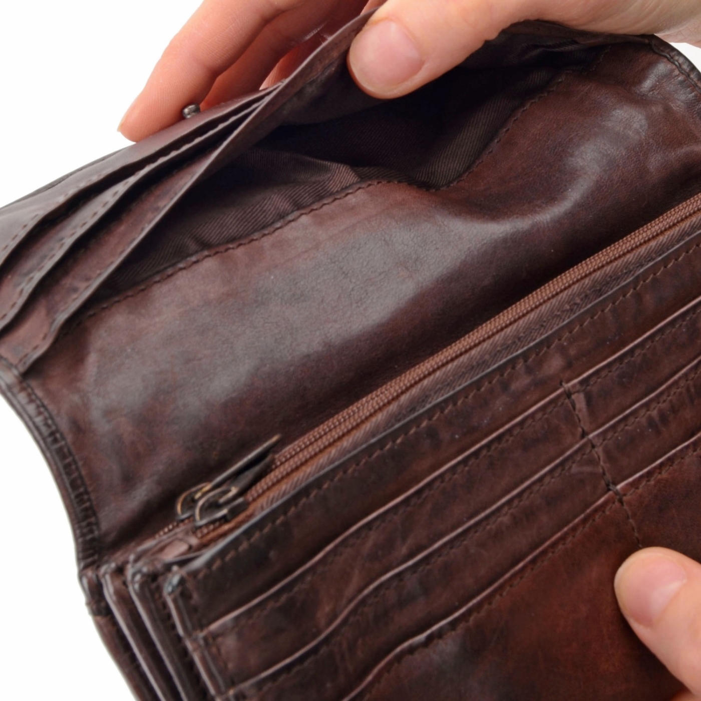 Dlouhá proplétaná peněženka Noelia Bolger materiál kůže zapínání na cvoček barva hnědá velikost velká 5105 NB H Detail