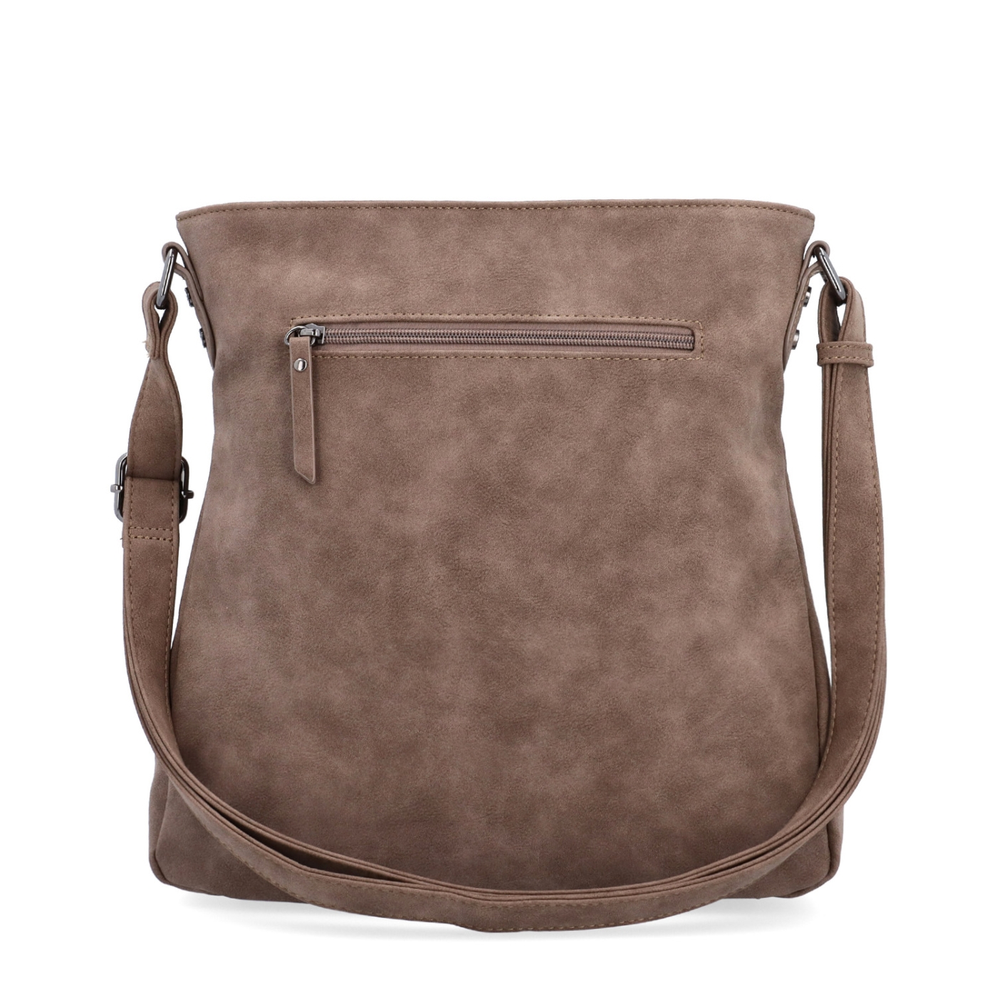 Stylová crossbody kabelka s čistým designem Tangerin materiál syntetická kůže zapínání na zip barva hnědá velikost střední 1101 H Zezadu