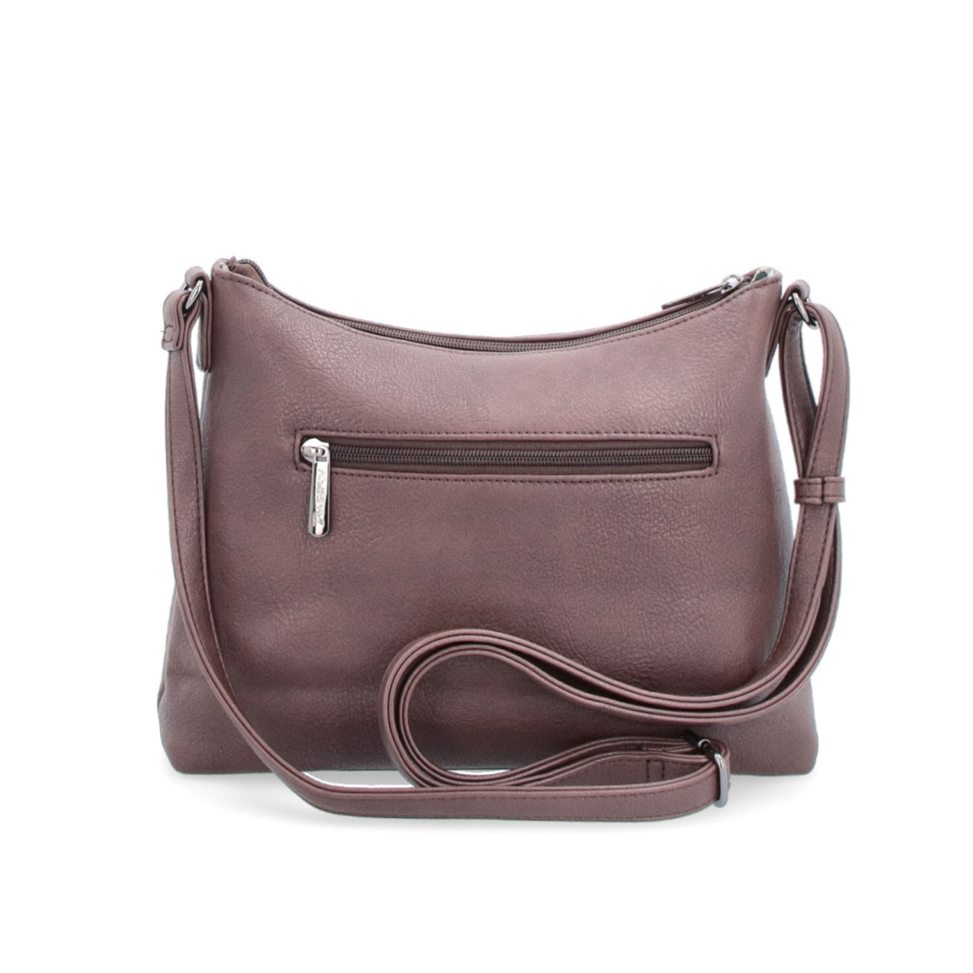 Elegantní crossbody kabelka Tangerin materiál syntetická kůže zapínání na zip barva hnědá velikost malá 8029 TH Zezadu