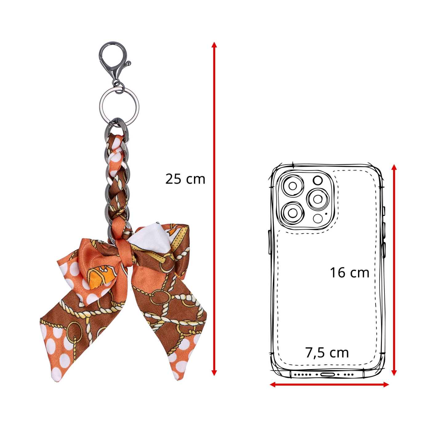 Přívěsek na kabelku s mašlí a karabinkou Indee materiál textil barva multicolor D012