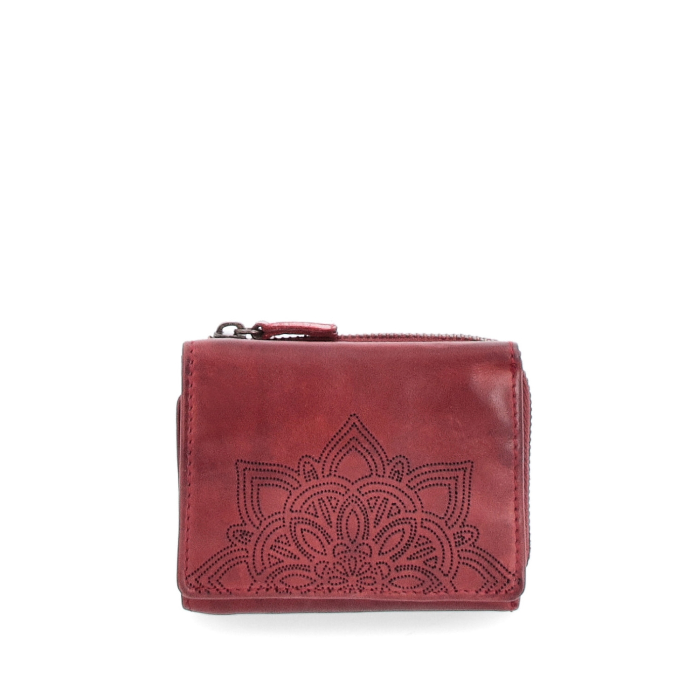 Malá kožená peněženka v boho stylu Noelia Bolger materiál kůže zapínání na cvoček barva červená velikost malá 5124 NB CV
