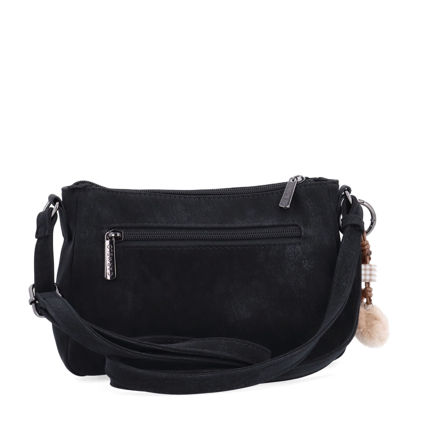 Elegantní malá crossbody kabelka Carmelo materiál syntetická kůže zapínání na zip barva černá velikost malá 4666 C Zezadu