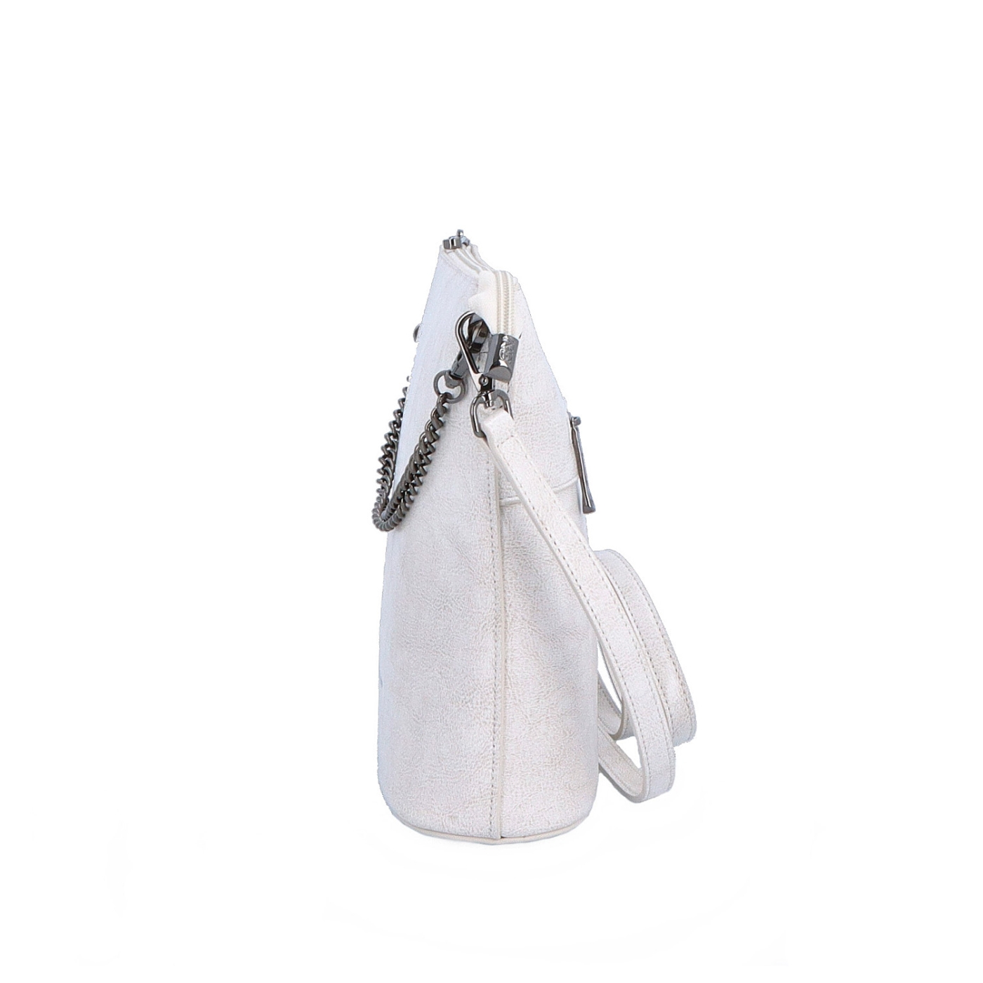 Elegantní kožená crossbody s řetízkem Noelia Bolger materiál kůže zapínání na zip barva bílá velikost malá NB 0048 OW Z boku