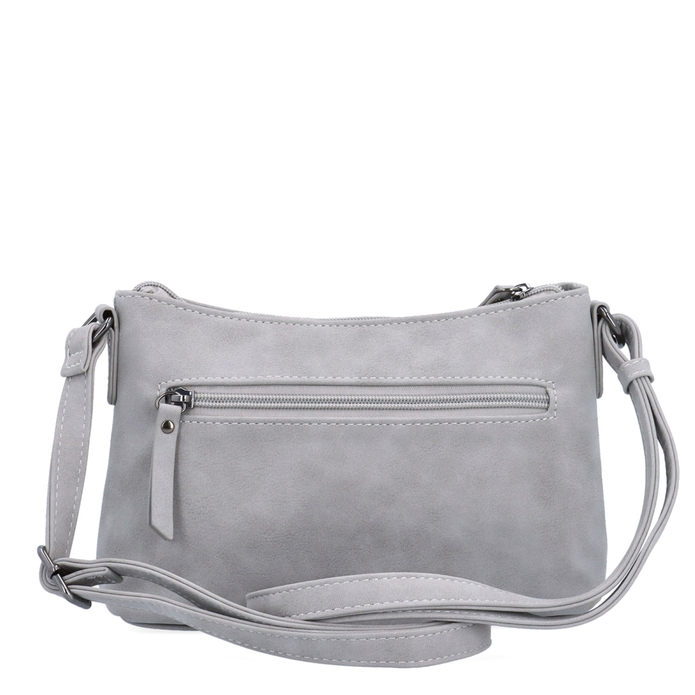 Malá elegantní crossbody kabelka Tangerin materiál syntetická kůže zapínání na zip barva šedá velikost malá 1109 SS Zezadu