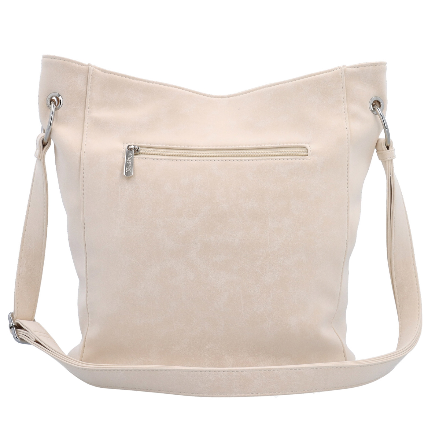 Městská crossbody kabelka s hebkým povrchem a děleným vnitřkem Tangerin materiál syntetická kůže zapínání na zip barva béžová velikost střední 7015 BE Zezadu