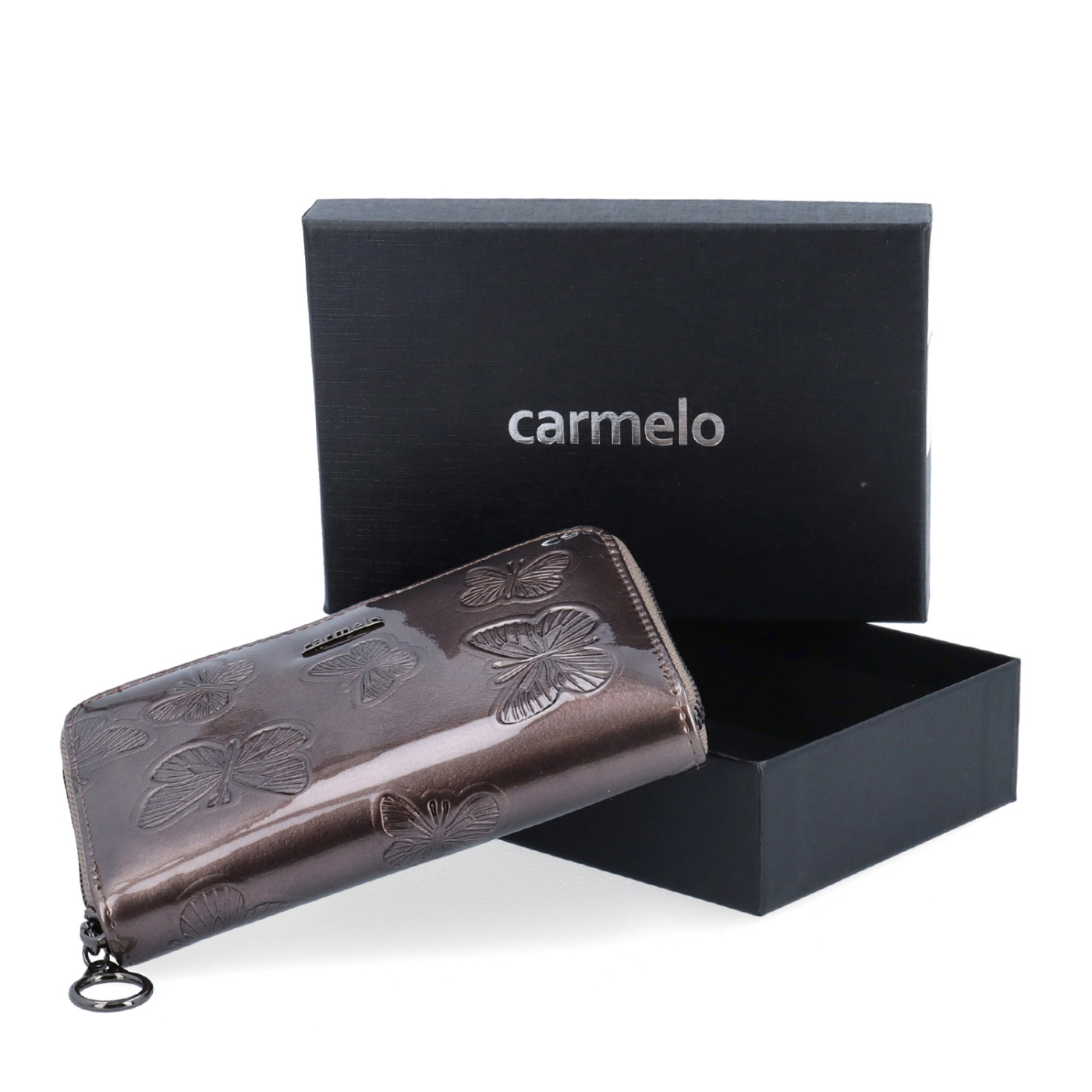 Penál z lakované kůže Carmelo materiál kůže zapínání na zip barva taupe velikost střední 2124 M T Krabička