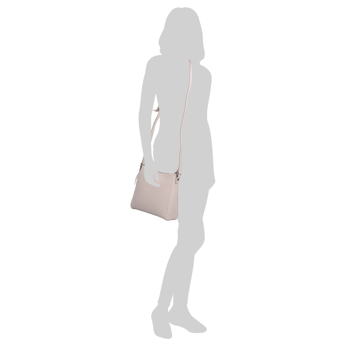 Kožená crossbody kabelka Noelia Bolger materiál kůže zapínání na zip barva šedá velikost malá NB 0074 SS Na postavě
