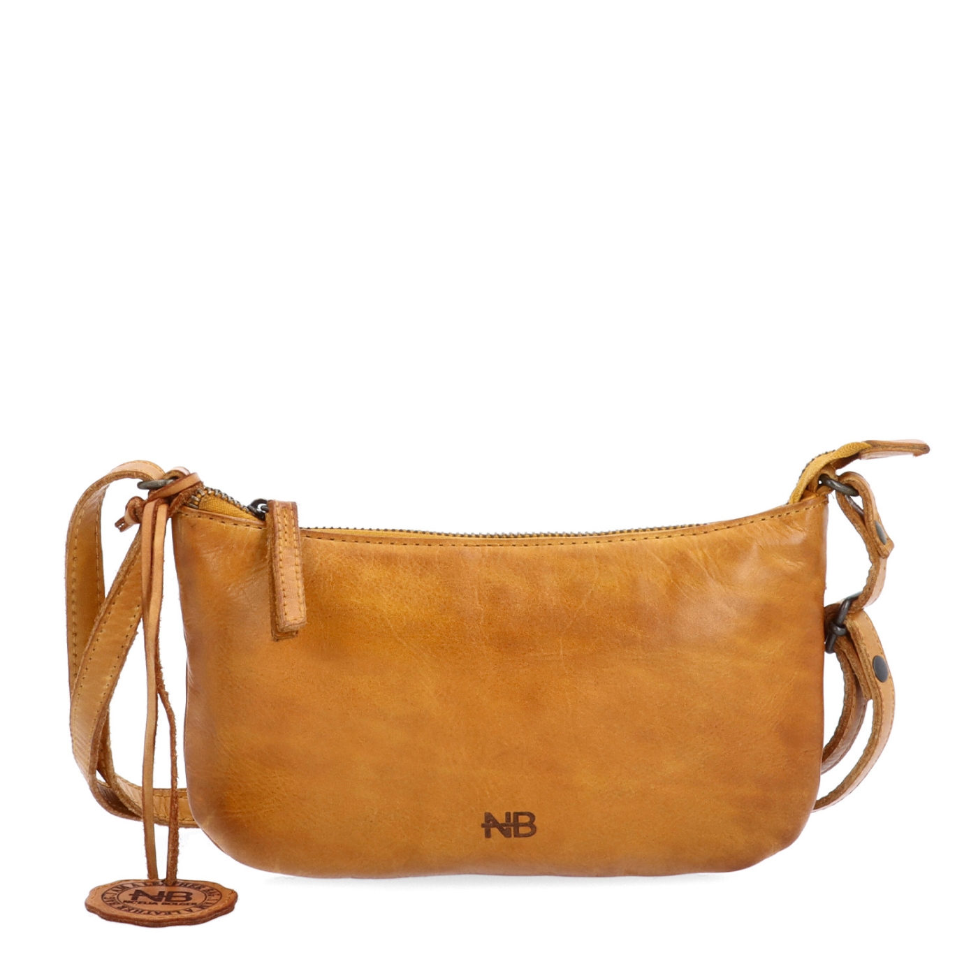 Malá elegantní kožená crossbody kabelka Noelia Bolger materiál kůže zapínání na zip barva žlutá velikost malá NB 2420 ZLU Zepředu