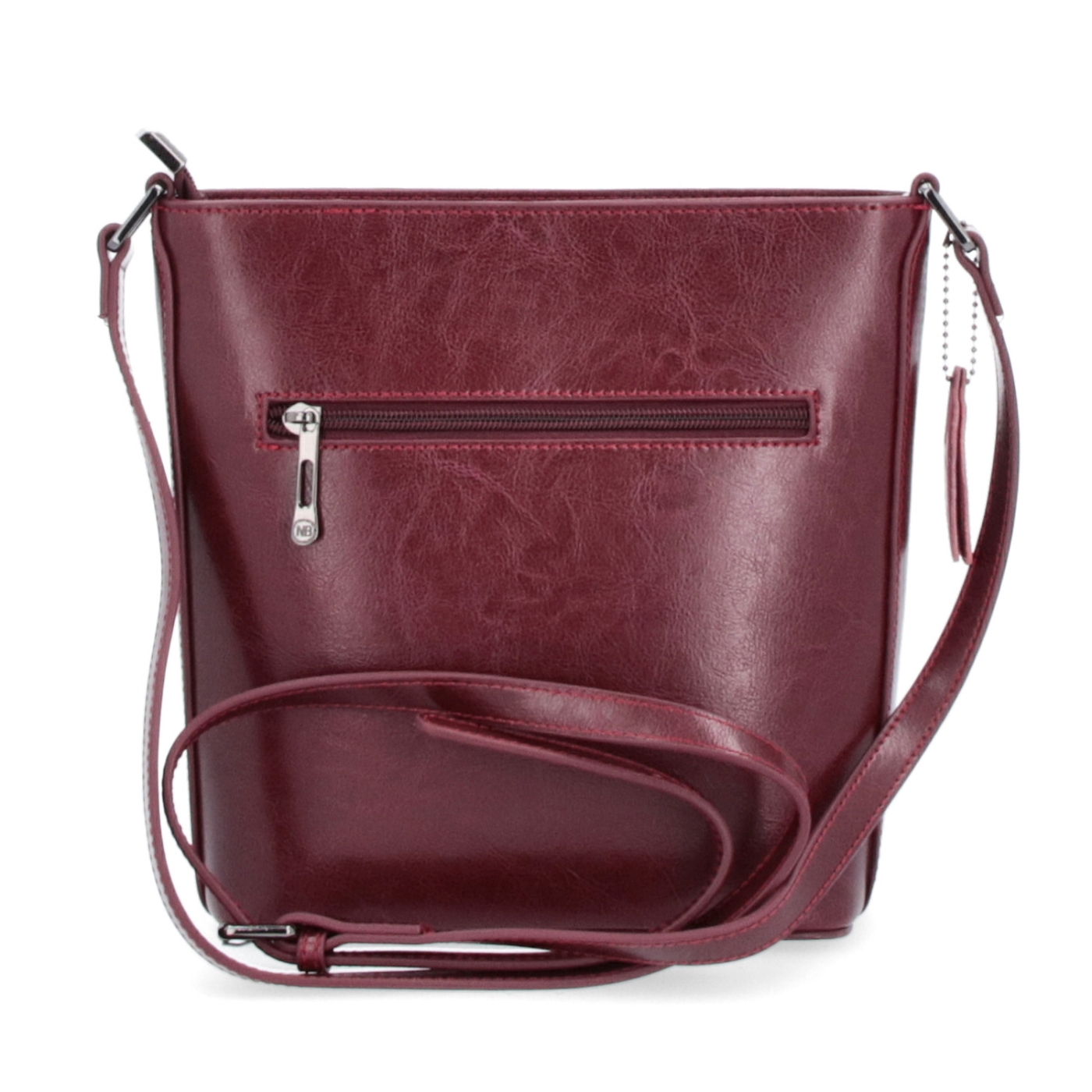 Malá elegantní kožená crossbody kabelka Noelia Bolger materiál kůže zapínání na zip barva červená velikost malá NB 0065 TCV Zezadu