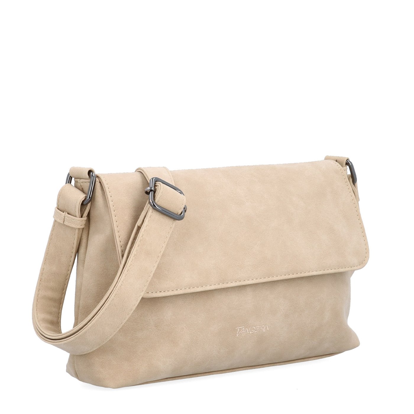 Praktická crossbody kabelka s klopou Tangerin materiál syntetická kůže zapínání na cvoček barva béžová velikost střední 1116 BE