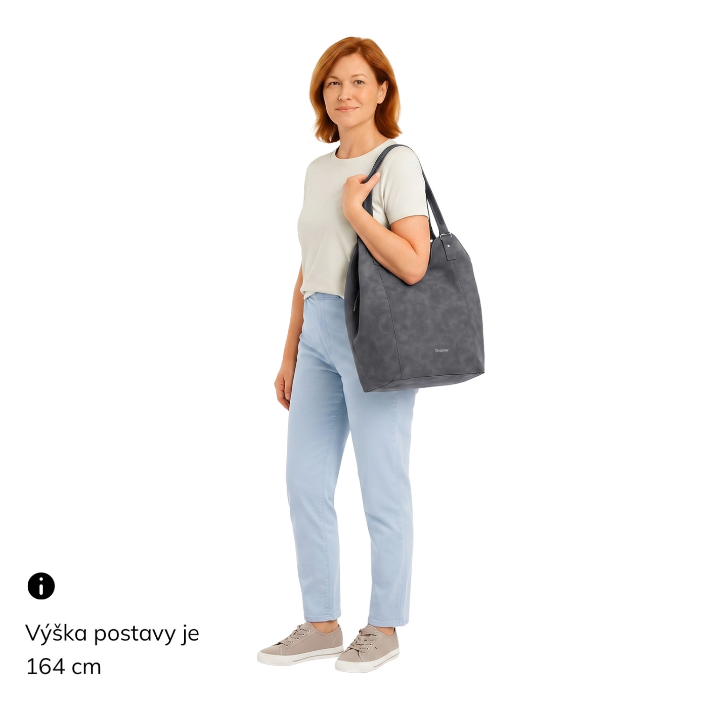 Prostorná elegantní kabelka přes rameno Tangerin materiál syntetická kůže zapínání na zip barva taupe velikost velká 1106 T Na postavě