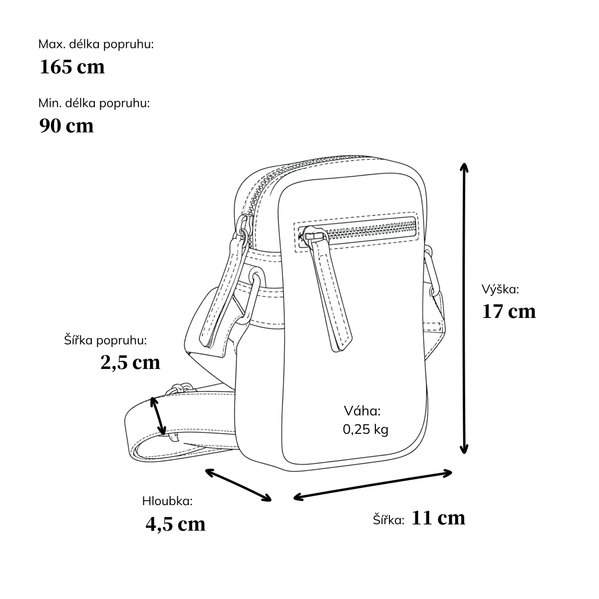 Malá kožená crossbody Poyem materiál kůže zapínání na zip barva červená velikost malá 2220 Poyem CV Rozměry
