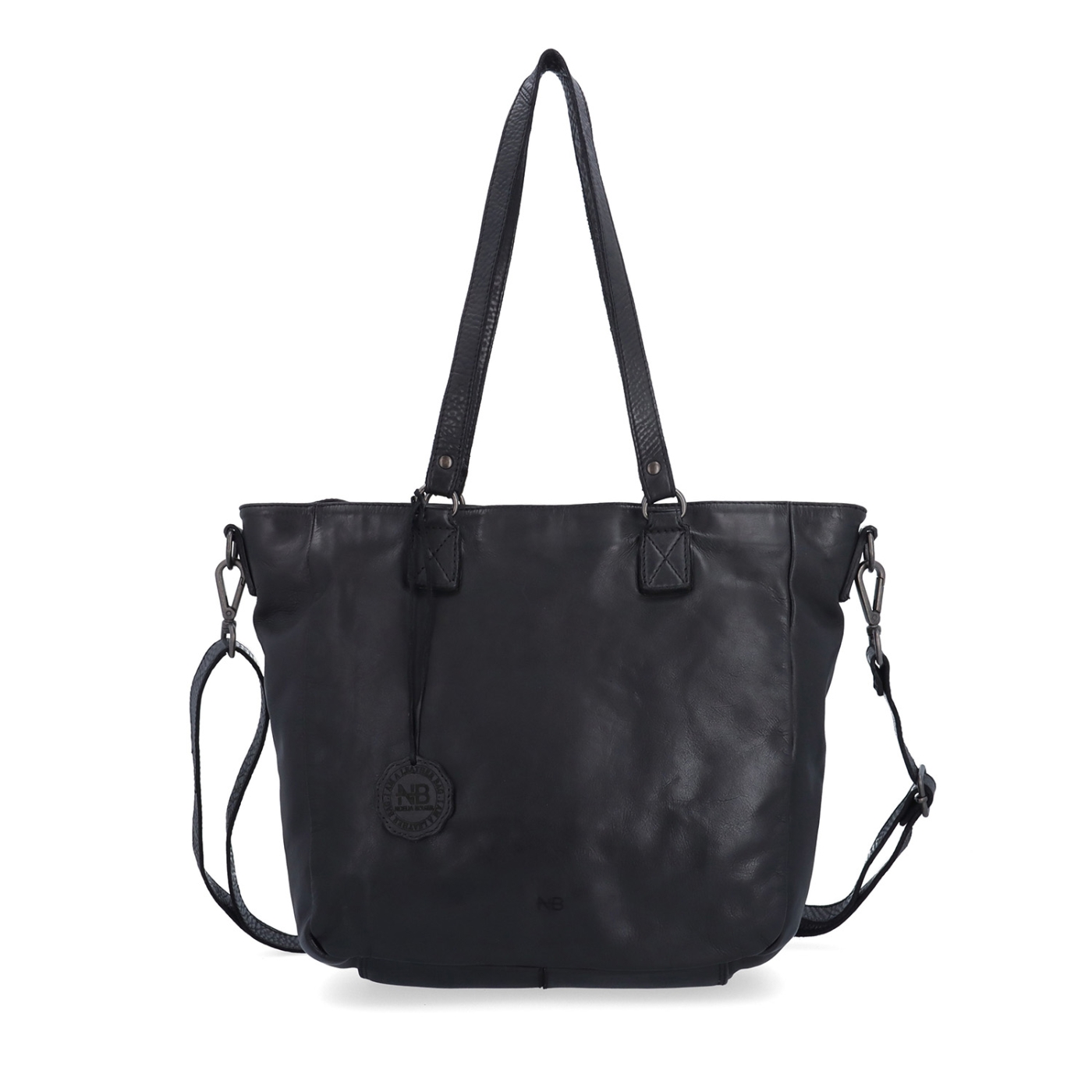 Prostorná shopper kabelka z pravé kůže Noelia Bolger materiál kůže zapínání na zip barva černá velikost střední NB 2427 C Zepředu