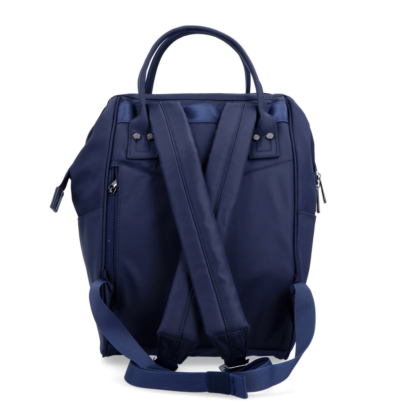 Velký praktický batoh značky Carmelo Carmelo materiál nylon zapínání na zip barva modrá velikost velká 4319 TM Zezadu
