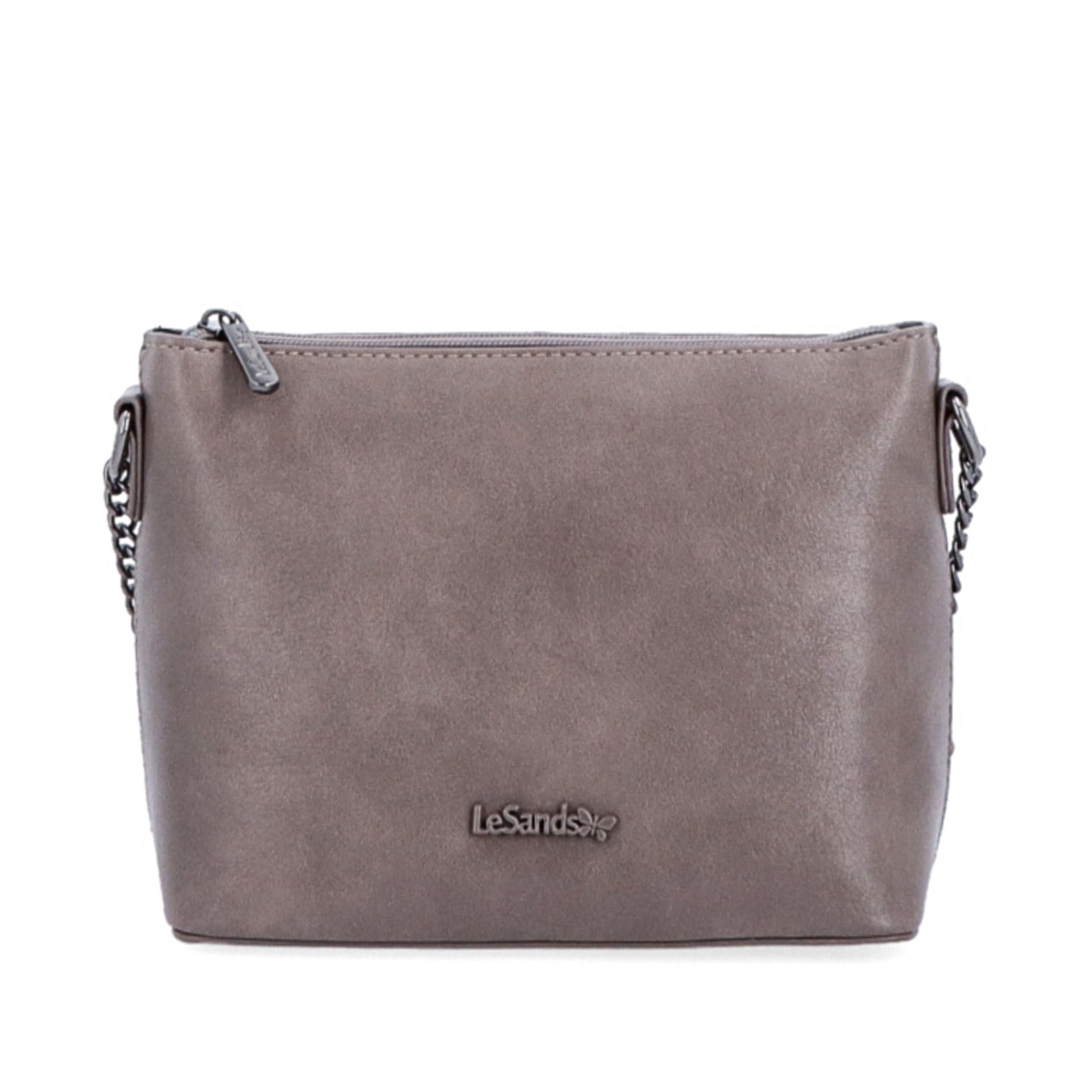 Společenská crossbody kabelka s řetízkem Le Sands materiál syntetická kůže zapínání na zip barva taupe velikost malá 7708 T Zepředu