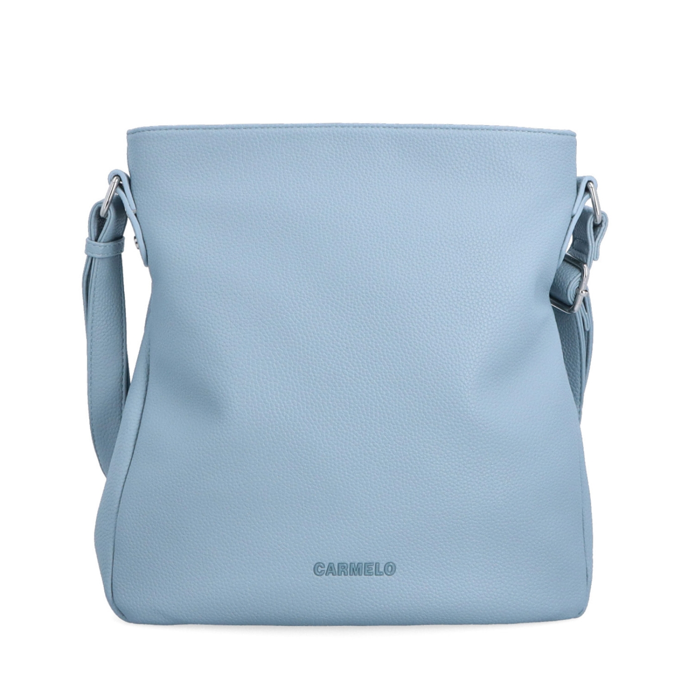 Designová crossbody kabelka Carmelo materiál syntetická kůže zapínání na zip barva modrá velikost střední 4271 SM Zepředu
