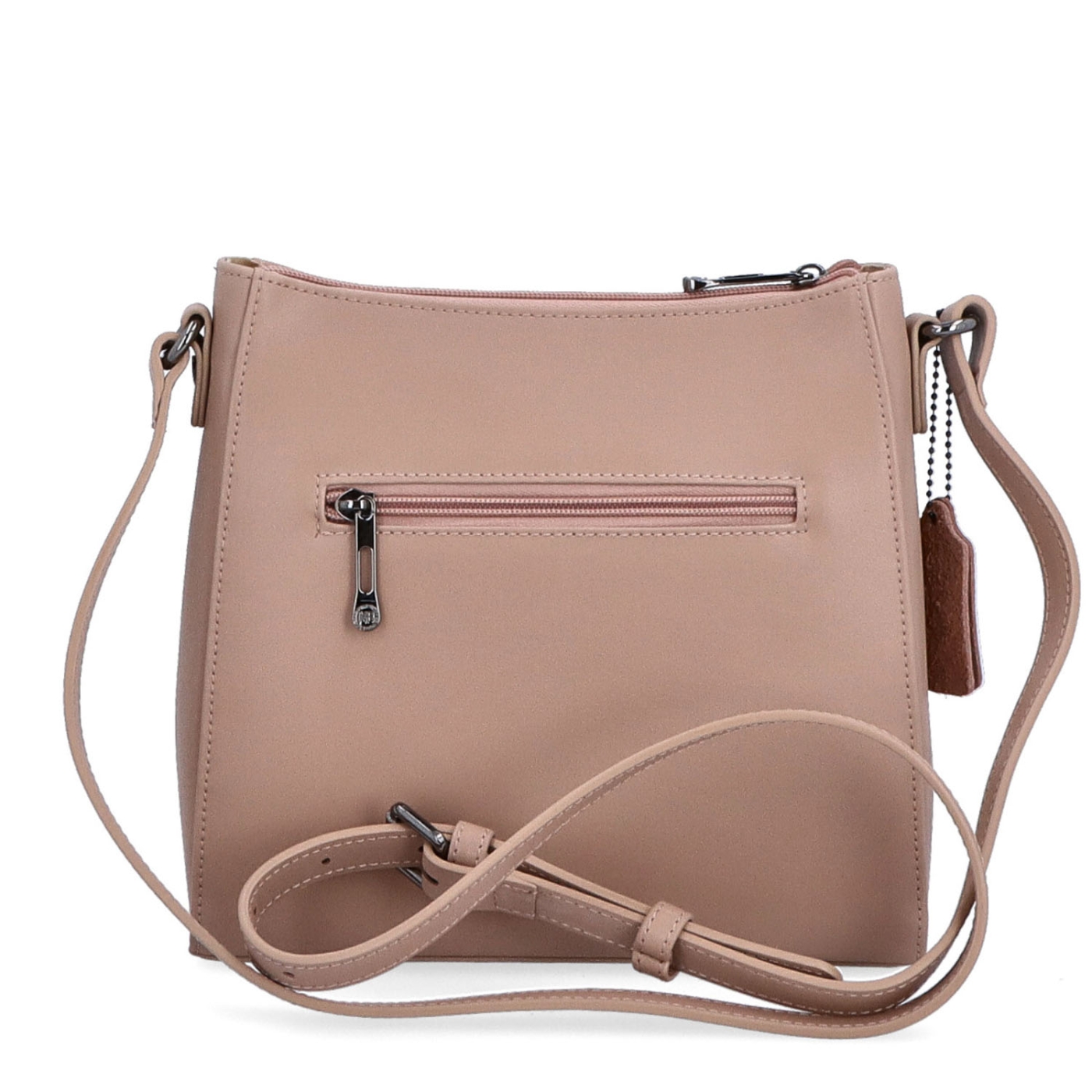Kožená kabelka crossbody Noelia Bolger Noelia Bolger materiál kůže zapínání na zip barva nude velikost malá NB 0097 N Zezadu