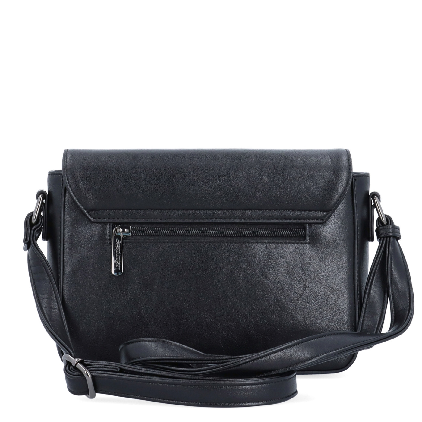 Nadčasová crossbody kabelka s klopou Le Sands materiál syntetická kůže zapínání s klopou barva černá velikost malá 7724 C Zezadu