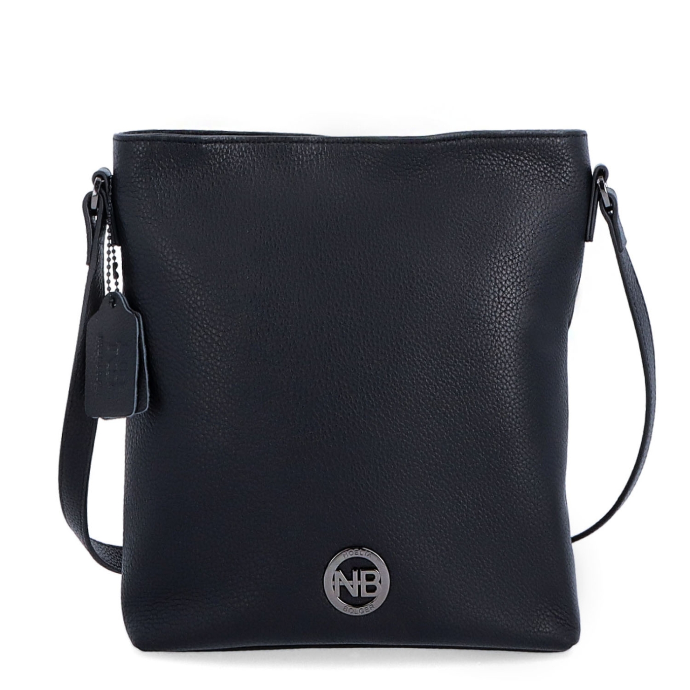 Malá kožená crossbody kabelka s čistým designem Noelia Bolger materiál kůže zapínání na zip barva černá velikost malá NB 3008 C Zepředu