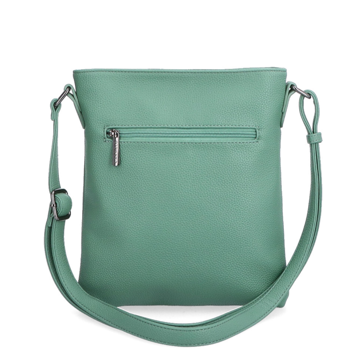 Crossbody kabelka na zip Carmelo materiál syntetická kůže zapínání na zip barva zelená velikost malá 4324 ZE Zezadu