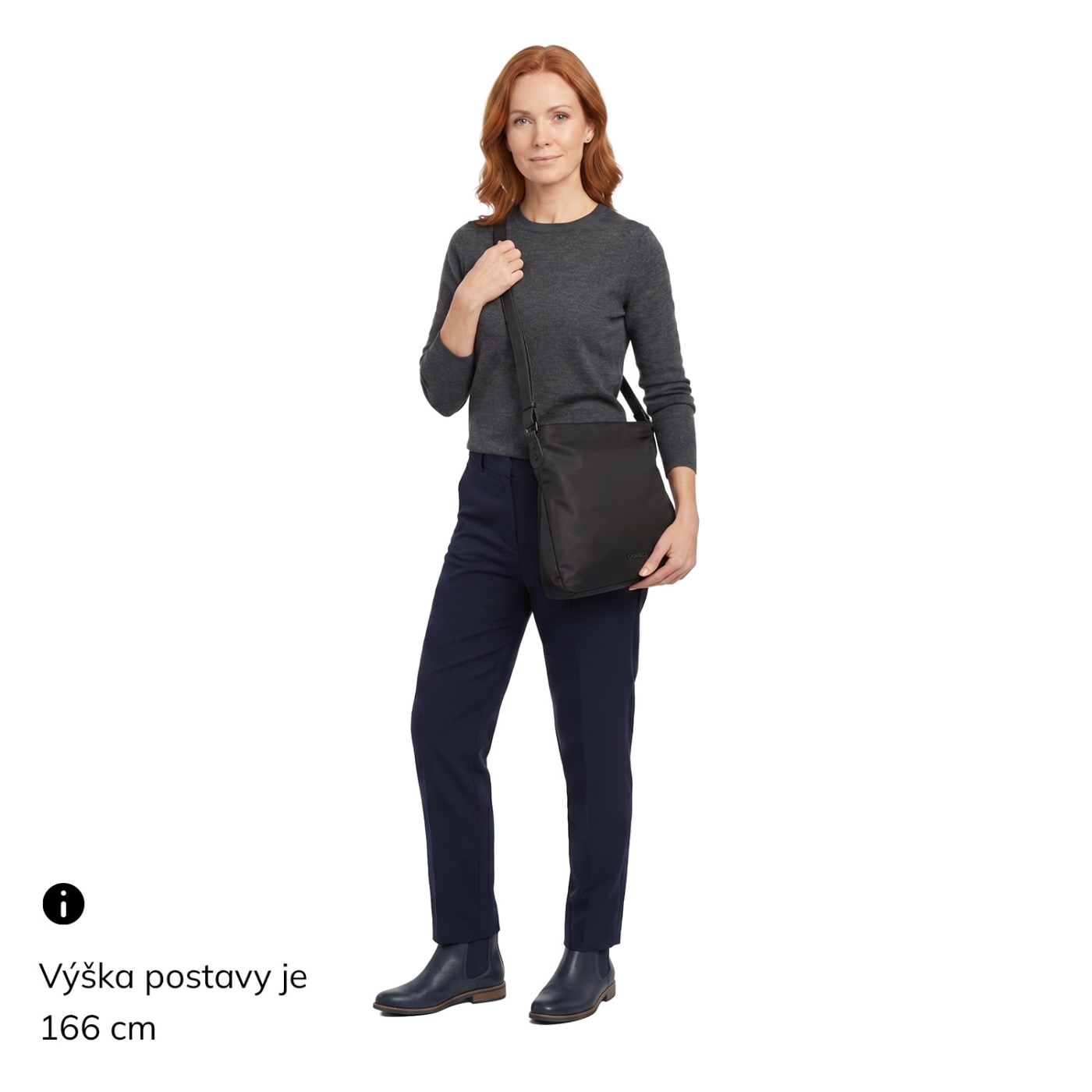 Crossbody kabelka v minimalistickém stylu Carmelo materiál nylon zapínání na zip barva černá velikost střední 6605 C LE Na postavě