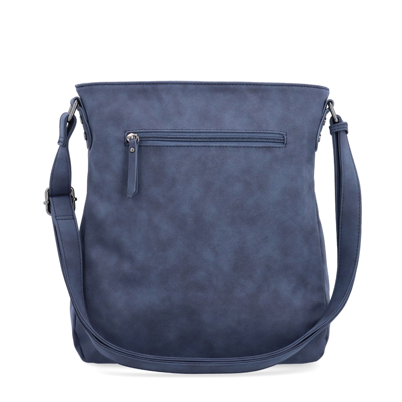 Stylová crossbody kabelka s čistým designem Tangerin materiál syntetická kůže zapínání na zip barva modrá velikost střední 1101 TM Zezadu