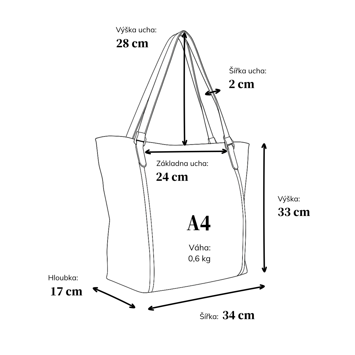 Velká shopper kabelka s jemným prošitím Tangerin materiál syntetická kůže zapínání na zip barva černá velikost velká 8024 C Rozměry