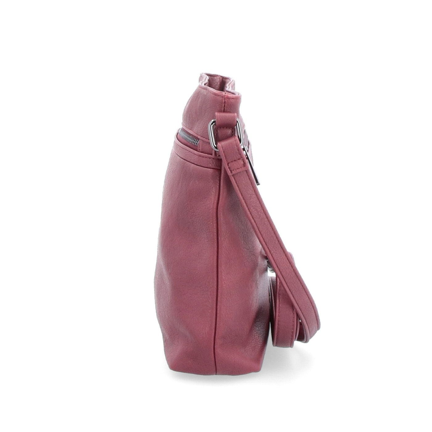 Menší crossbody kabelka Tangerin materiál syntetická kůže zapínání na zip barva vínová velikost střední 8022 BO Z boku