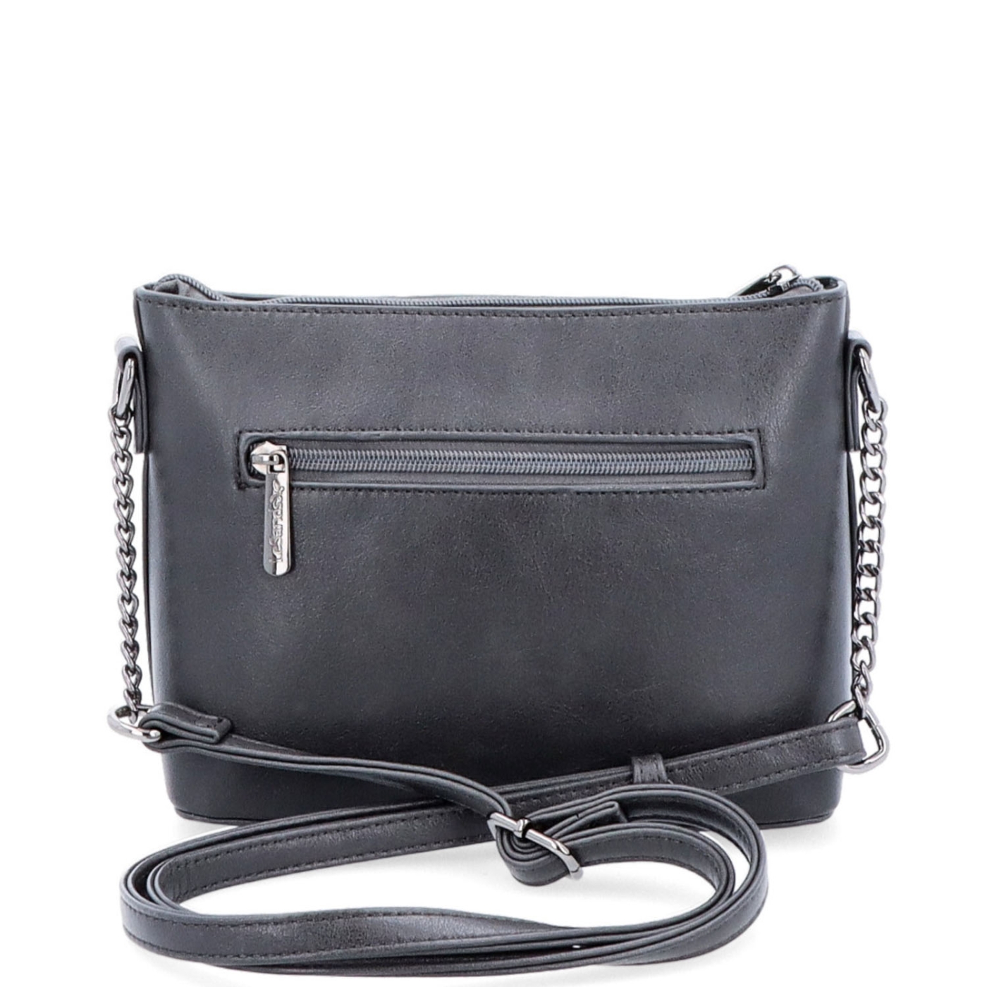 Společenská crossbody kabelka s řetízkem Le Sands materiál syntetická kůže zapínání na zip barva šedá velikost malá 7708 TS Zezadu