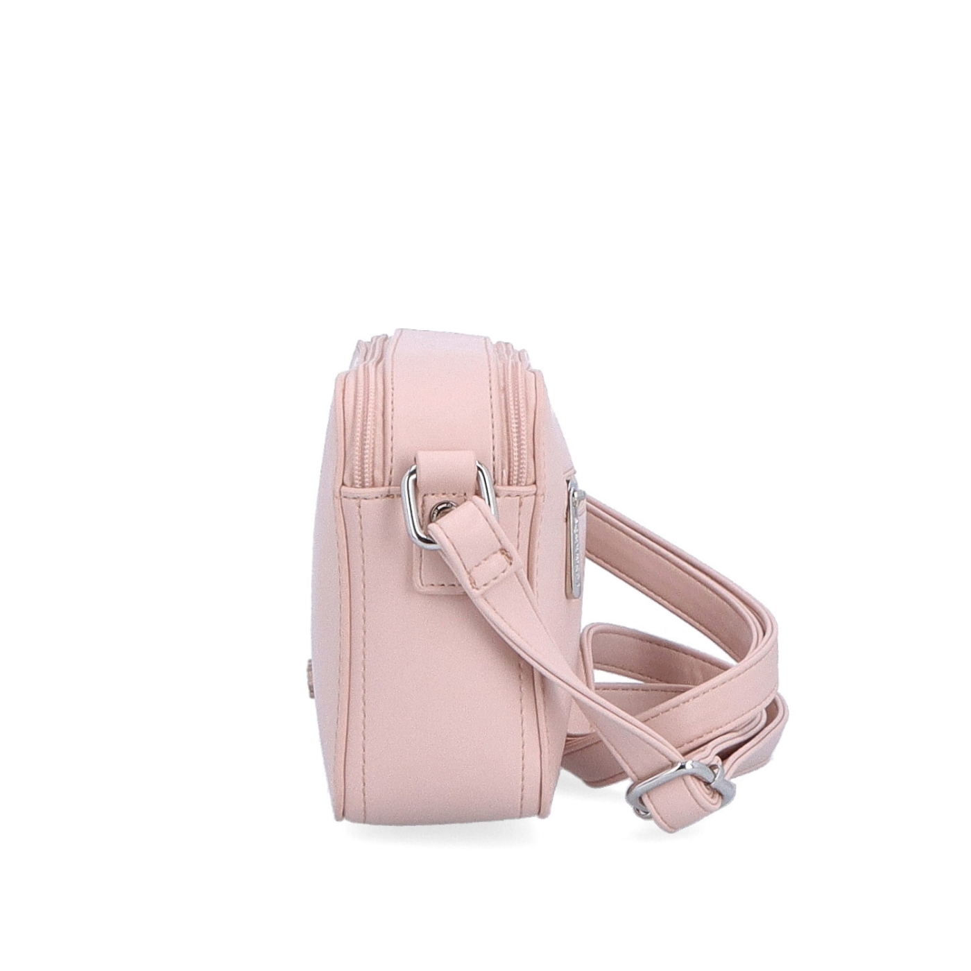 Praktická crossbody kabelka se dvěma kapsami Le Sands materiál syntetická kůže zapínání na zip barva růžová velikost malá 7717 R Z boku