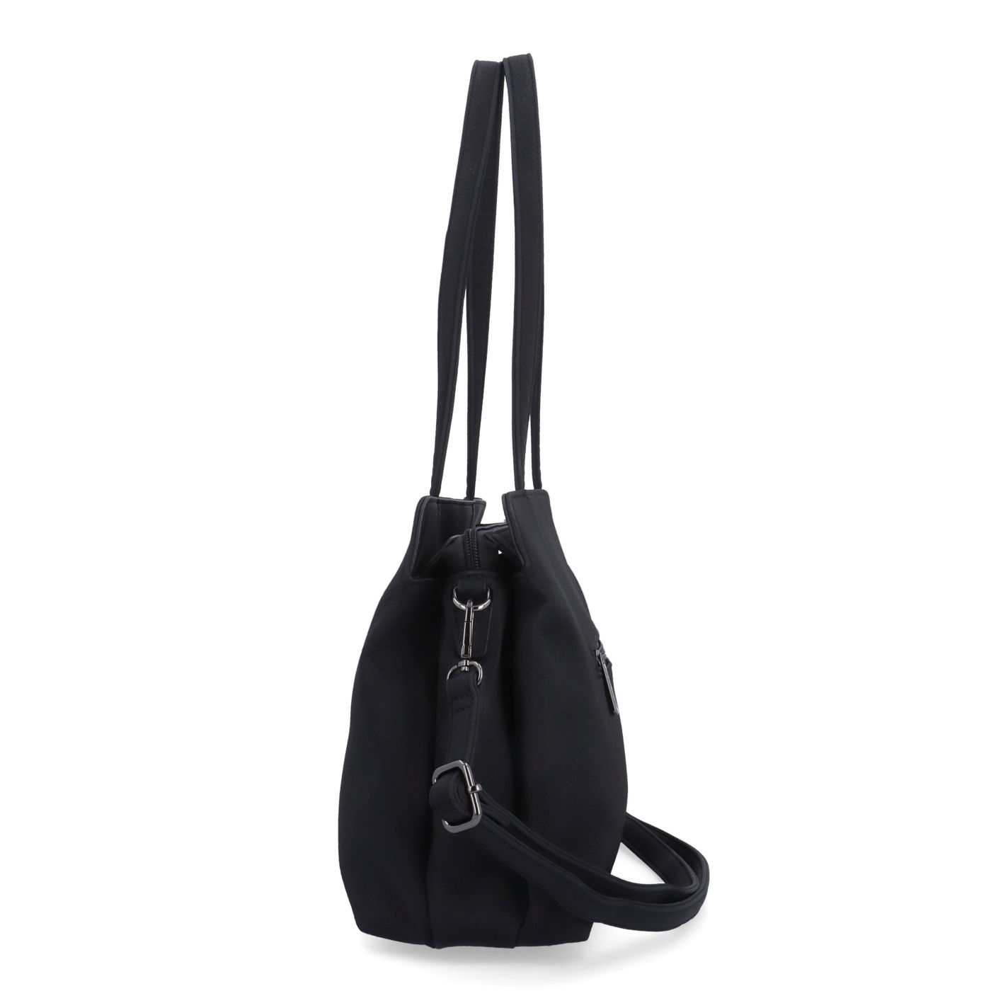 Elegantní kabelka s odnímatelným crossbody popruhem Le Sands materiál syntetická kůže zapínání na zip barva černá velikost střední 4649 C Z boku