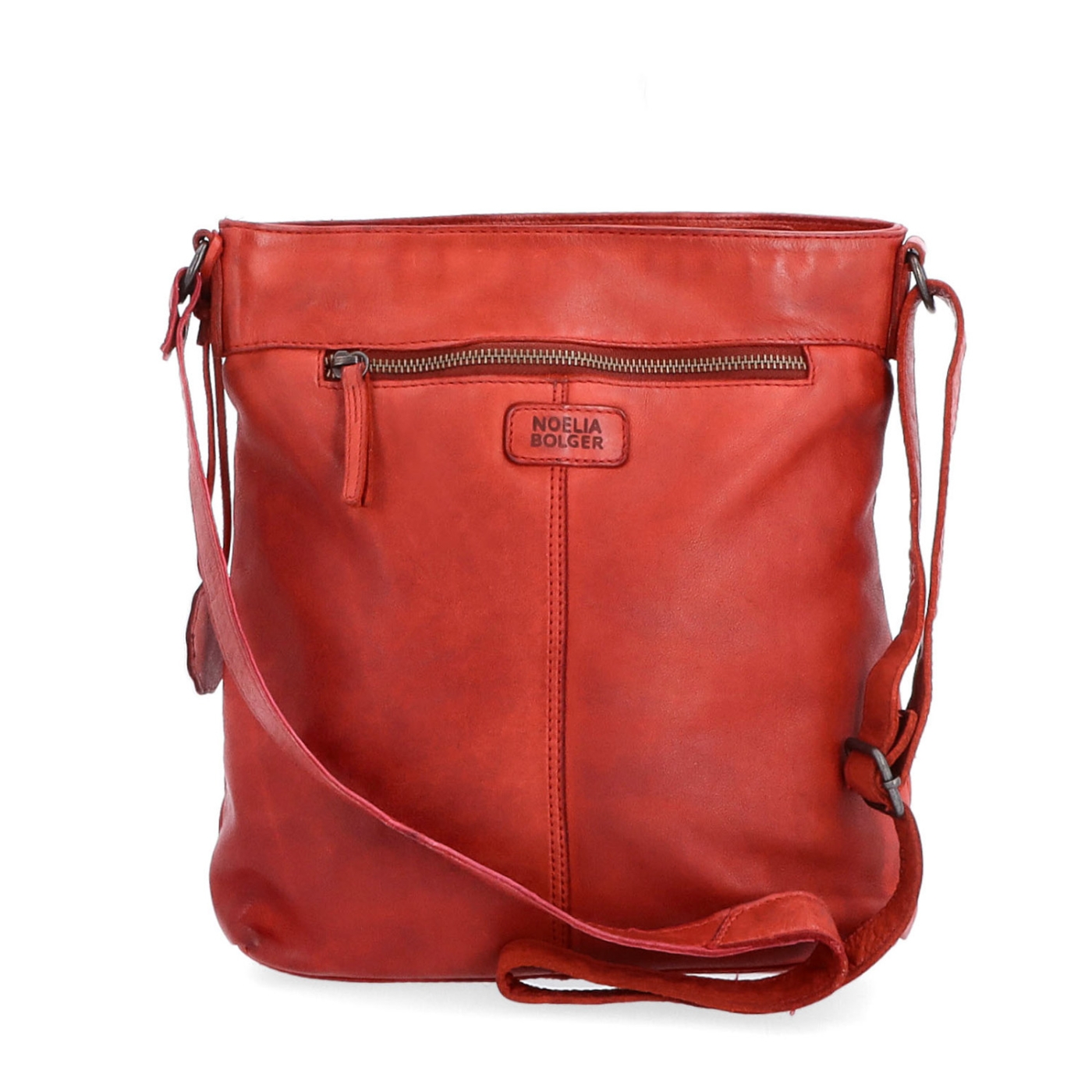 Kožená vintage crossbody s kapsami Noelia Bolger materiál kůže zapínání na zip barva červená velikost střední NB 2006 CV Zezadu