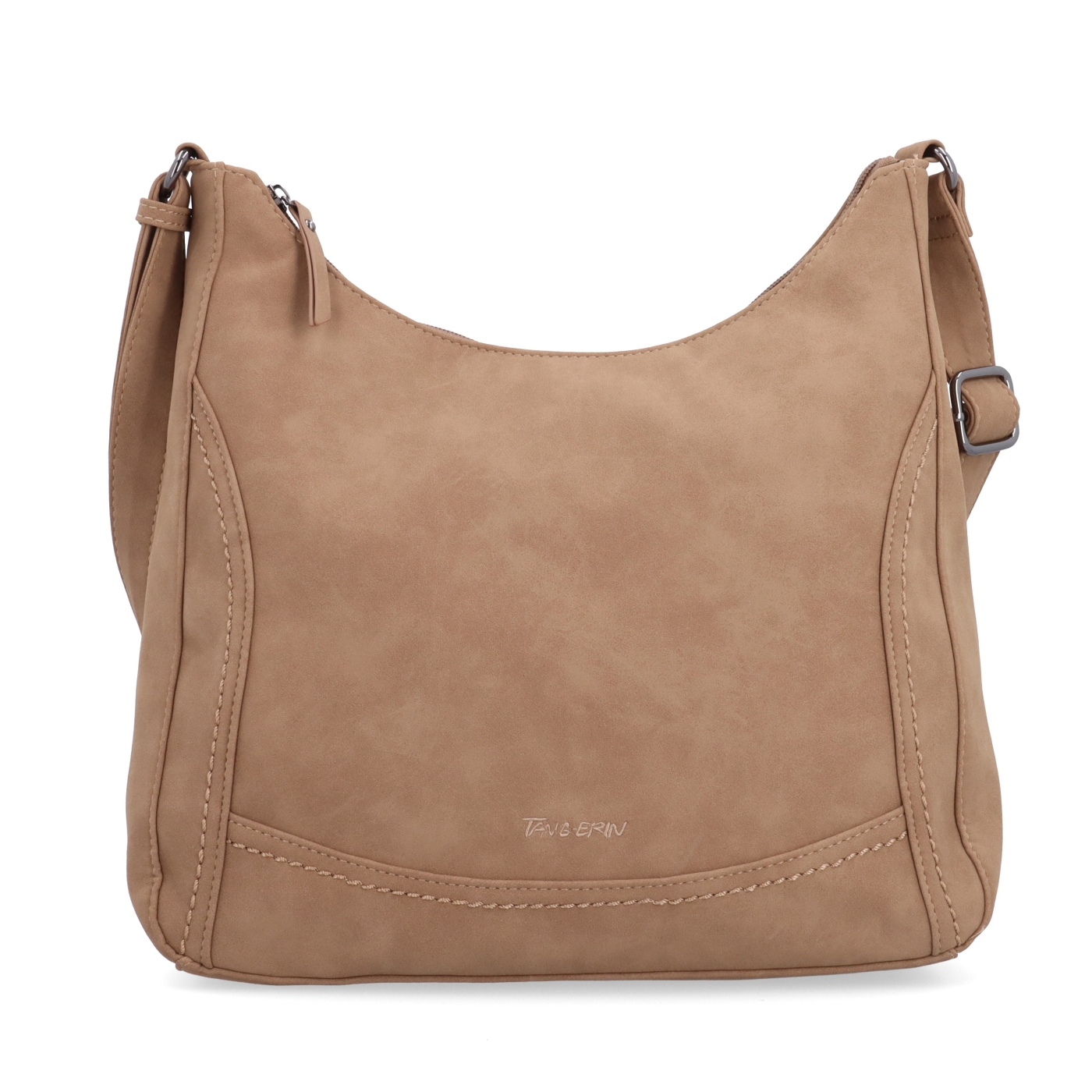 Crossbody syntetická kabelka s prošitím Tangerin materiál syntetická kůže zapínání na zip barva béžová velikost střední 1104 MO Zepředu
