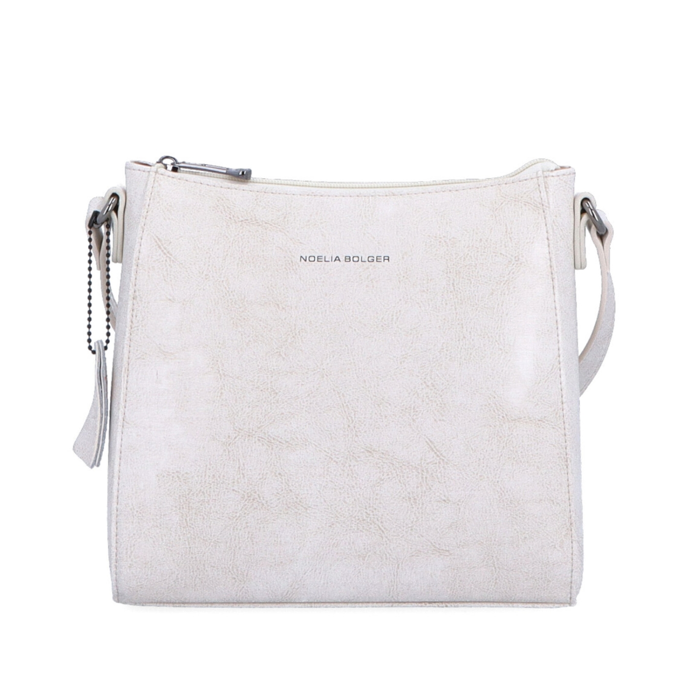 Nadčasová crossbody kabelka z pravé kůže Noelia Bolger materiál kůže zapínání na zip barva bílá velikost malá NB 0079 OW Zepředu
