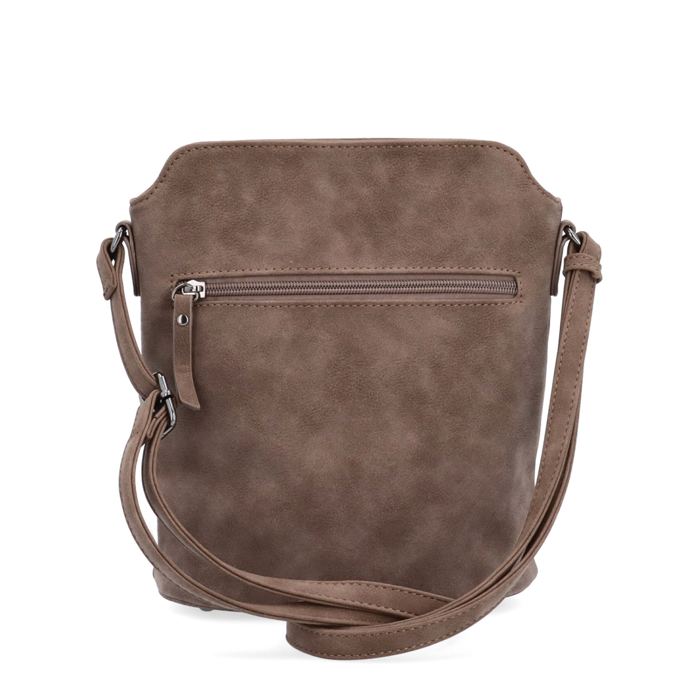 Malá elegantní kabelka s minimalistickým designem Tangerin materiál syntetická kůže zapínání na zip barva hnědá velikost malá 1107 H Zezadu