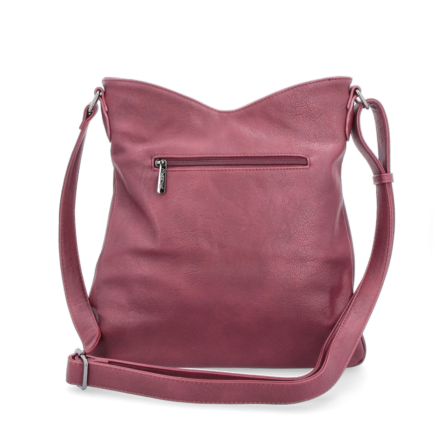 Asymetrická crossbody kabelka s prošíváním Tangerin materiál syntetická kůže zapínání na zip barva vínová velikost střední 8023 BO Zezadu