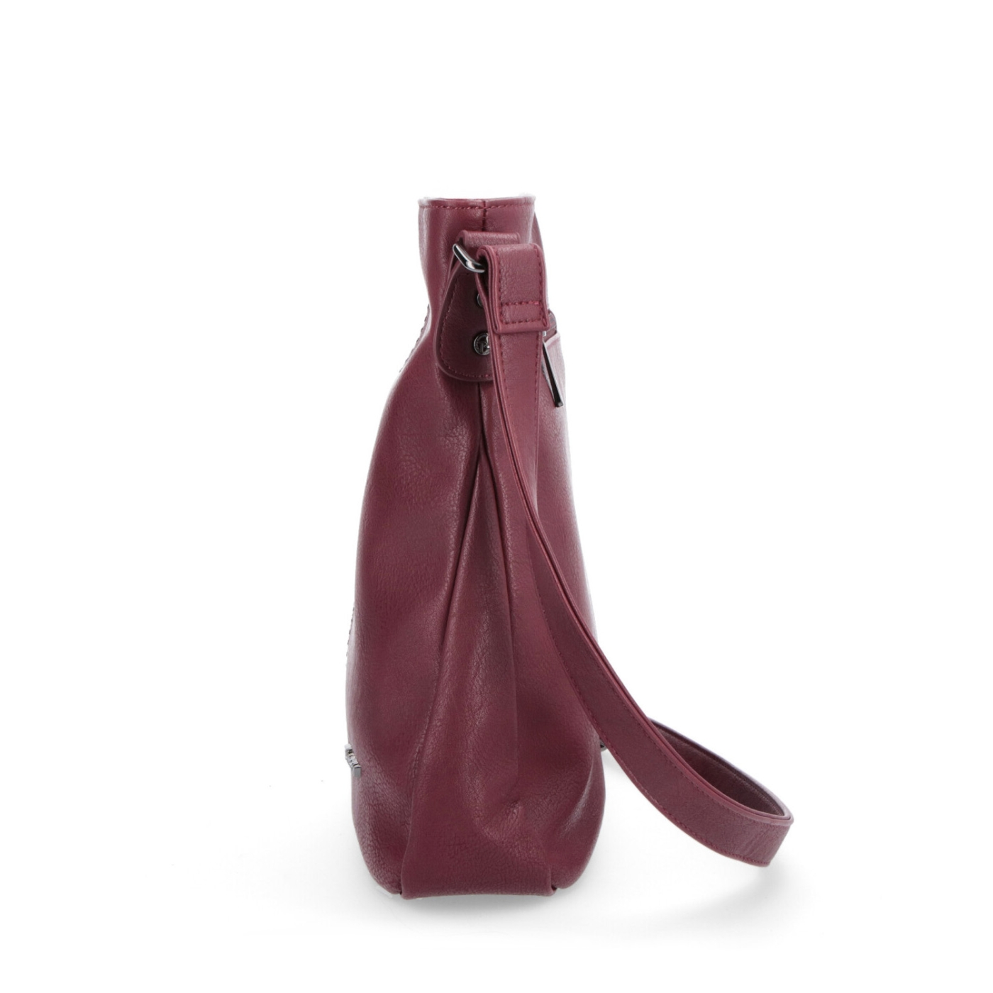 Crossbody kabelka s jednoduchým prošíváním Tangerin materiál syntetická kůže zapínání na zip barva vínová velikost střední 8003 BO Z boku