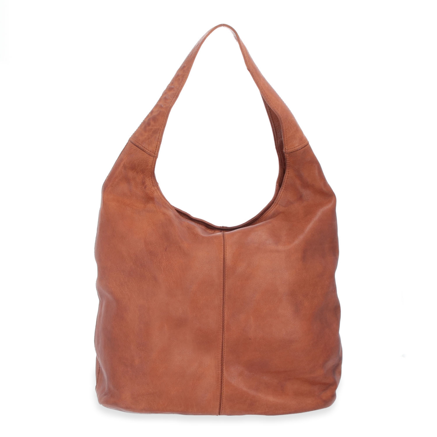 Velká prošívaná kožená shopper kabelka Noelia Bolger materiál kůže zapínání na zip barva koňaková velikost velká NB 2077 KO Zepředu