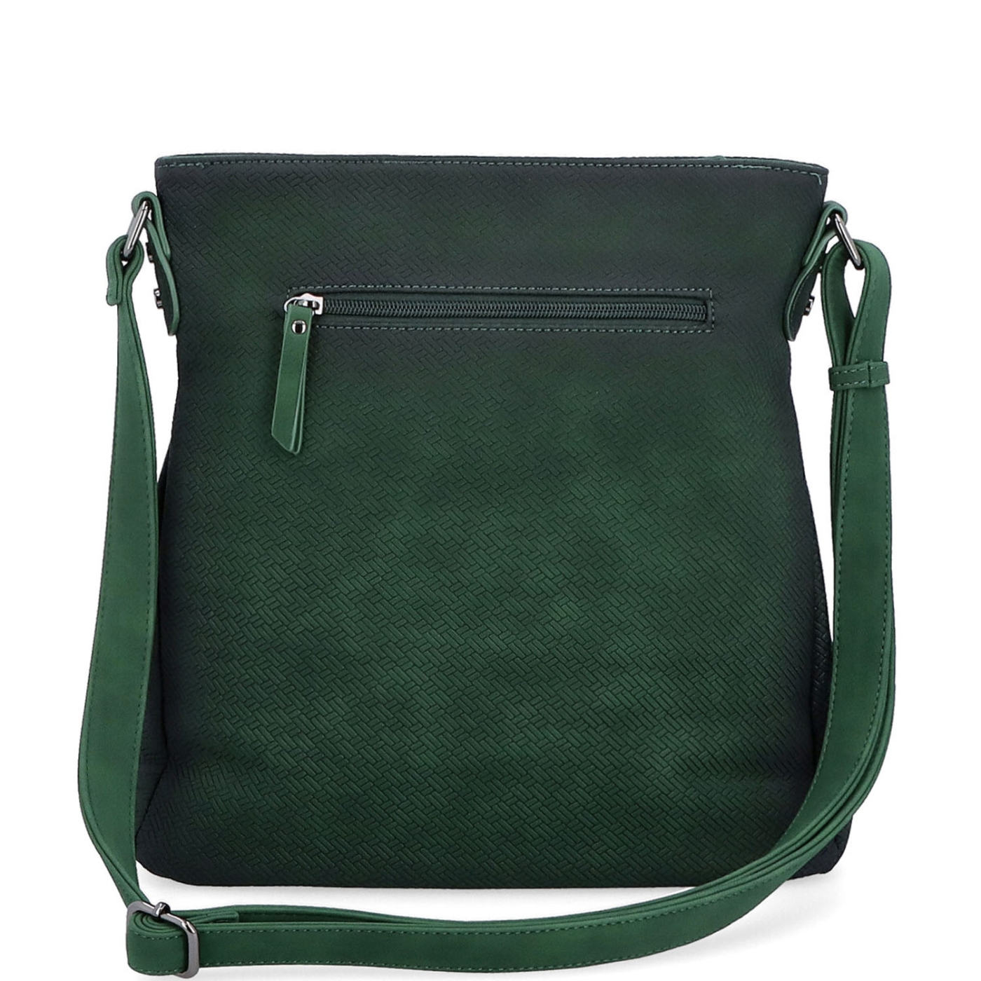 Střední jednoduchá crossbody kabelka Indee materiál syntetická kůže zapínání na zip barva zelená velikost střední 6317 TZE Zezadu