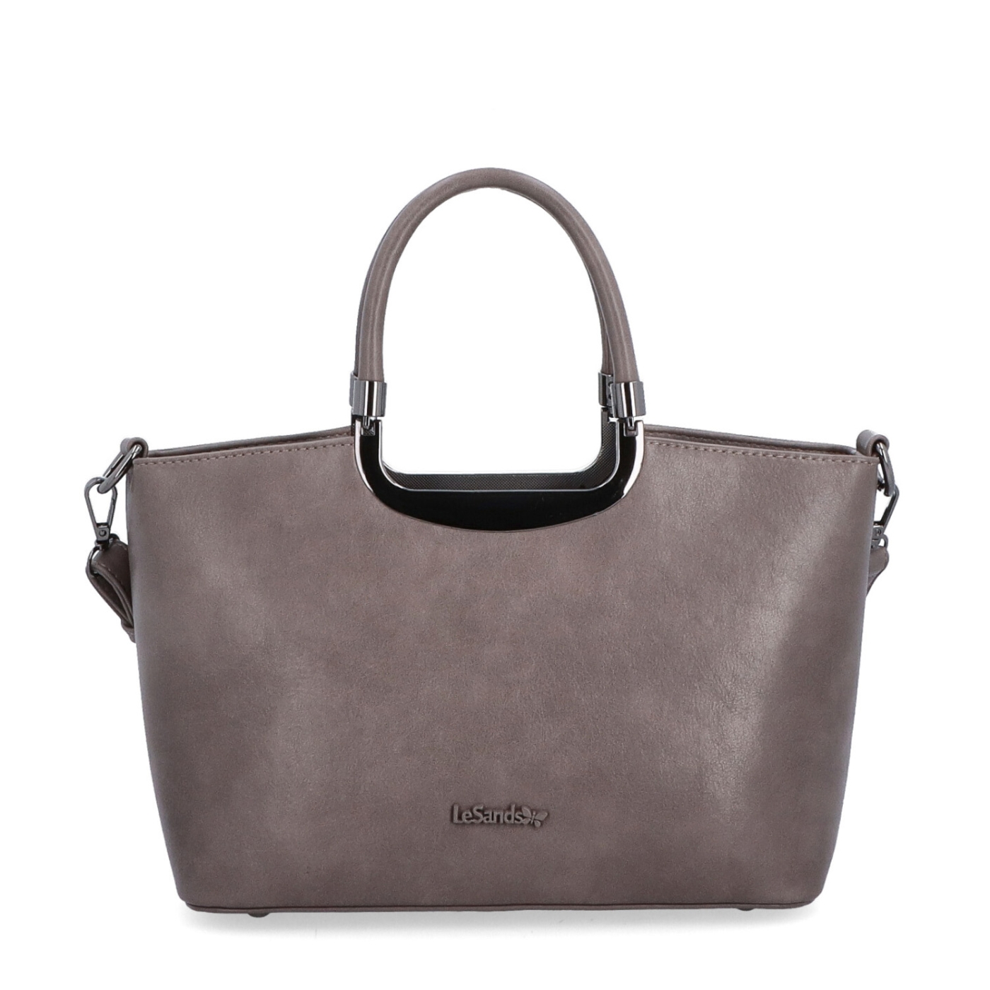 Elegantní kabelka do ruky s popruhem Le Sands materiál syntetická kůže zapínání na zip barva taupe velikost střední 7713 T Zepředu
