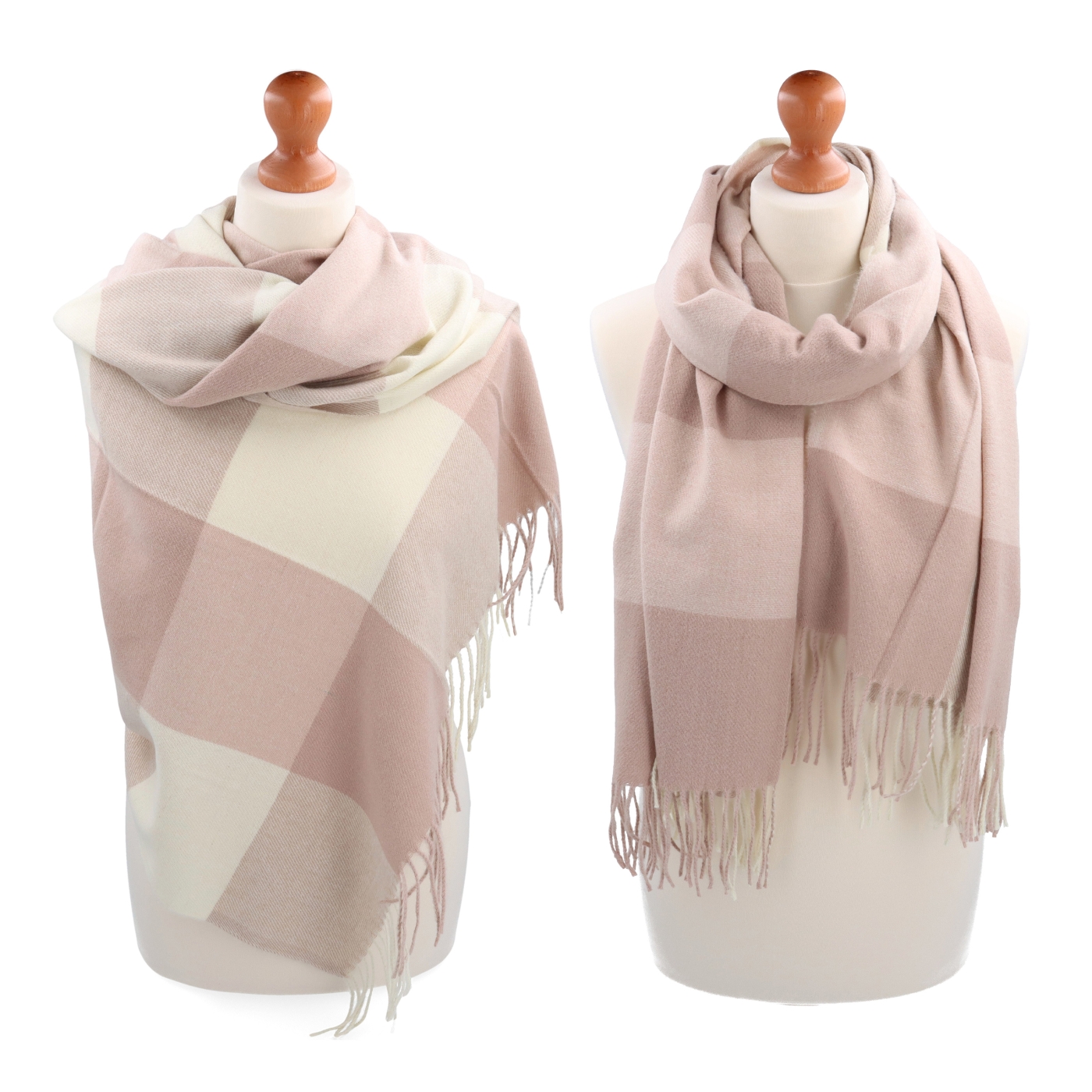 Příjemná šála s kostkovaným vzorem Noelia Bolger materiál Polyester s příměsí vlny barva béžová KZ001 - 01