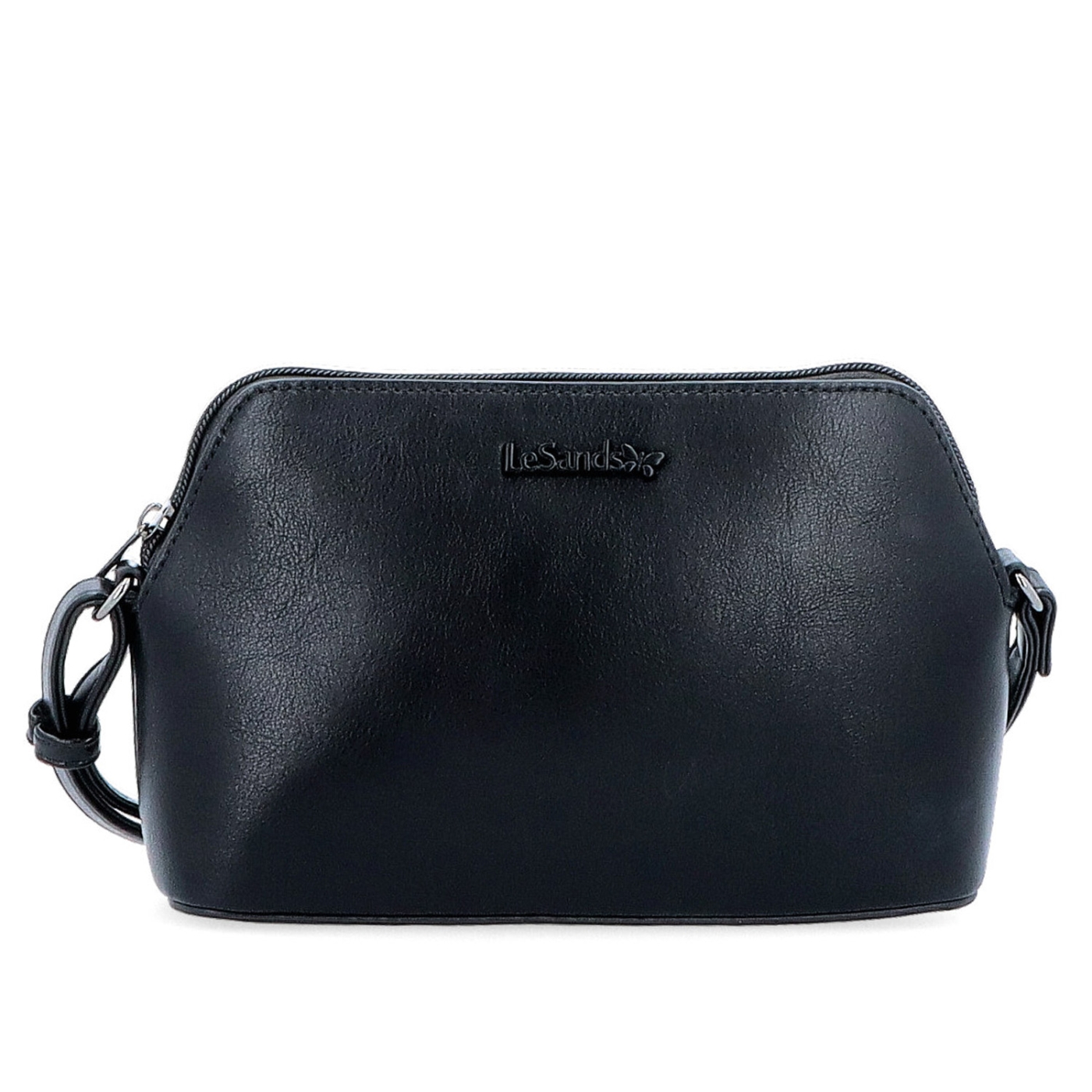 Jemná, minimalistická crossbody kabelka LeSands materiál syntetická kůže zapínání na zip barva černá velikost malá 7718 C Zepředu